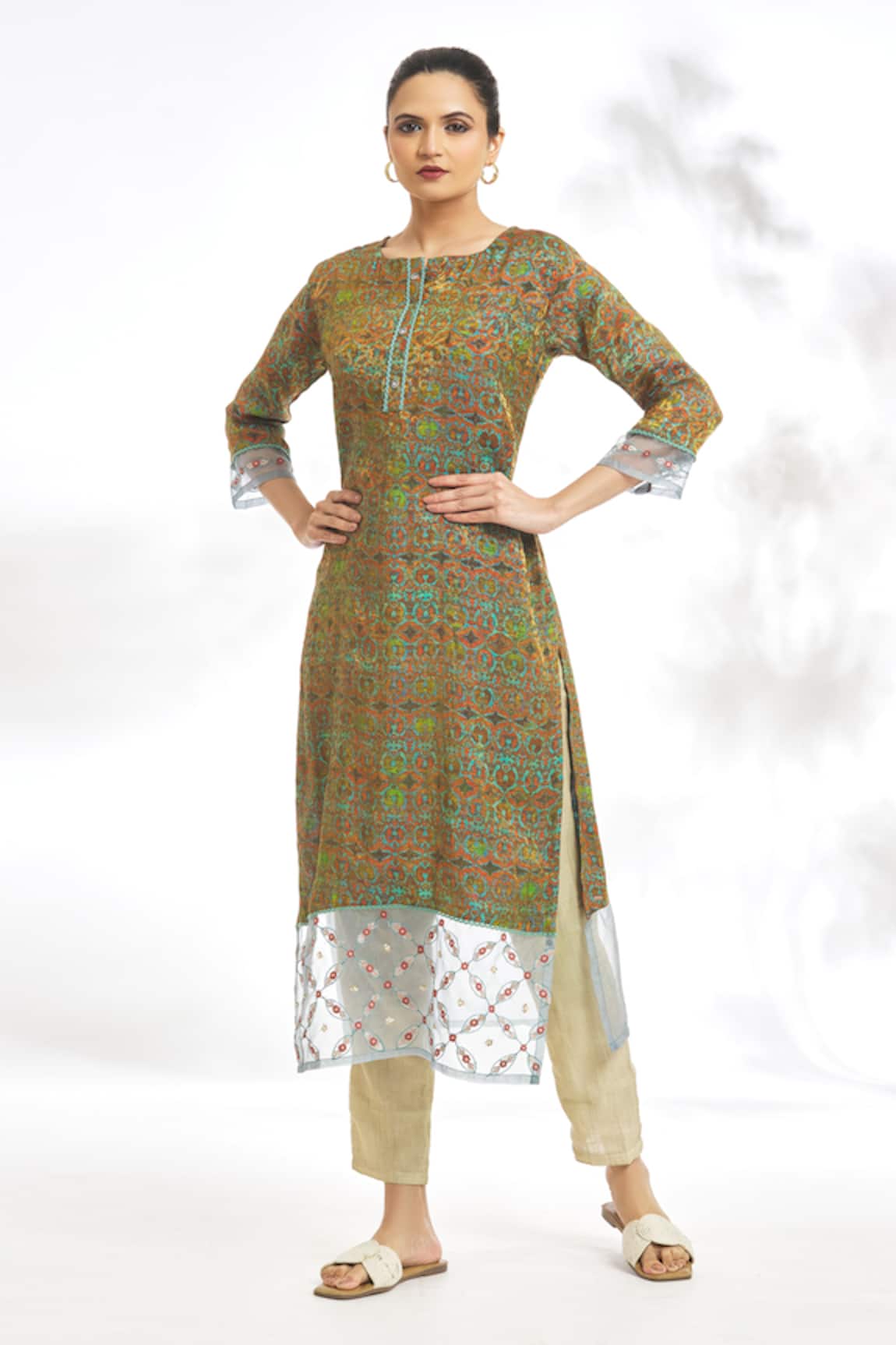Adara Khan Floral Digital Print Tunic