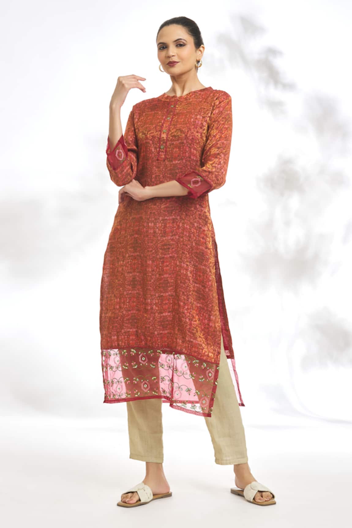 Adara Khan Floral Digital Pattern Tunic