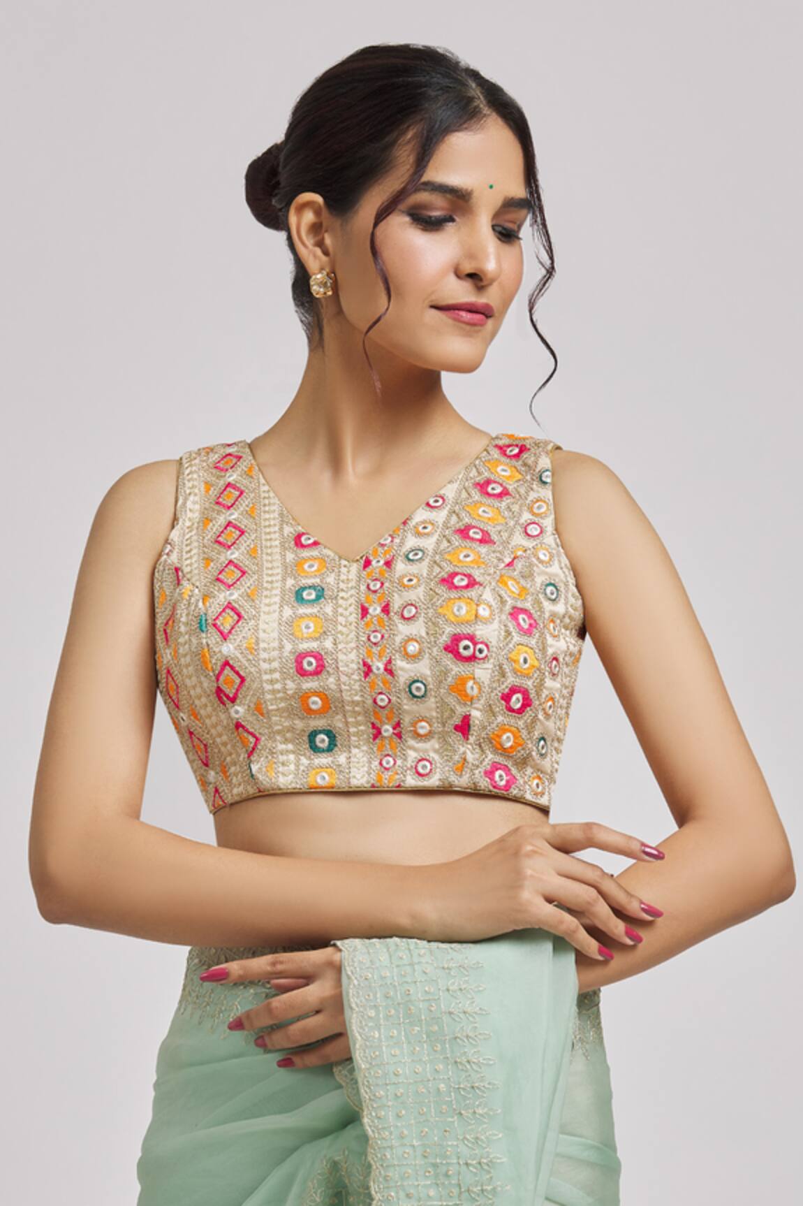 Nazaakat by Samara Singh Geometric Abla Embroidered Saree Blouse