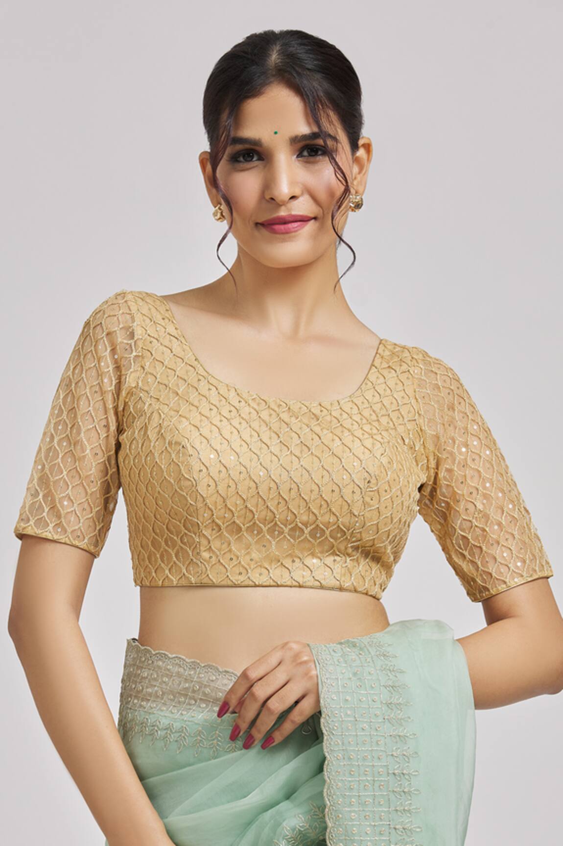 Samyukta Singhania Teardrop Sequin Embroidered Saree Blouse 