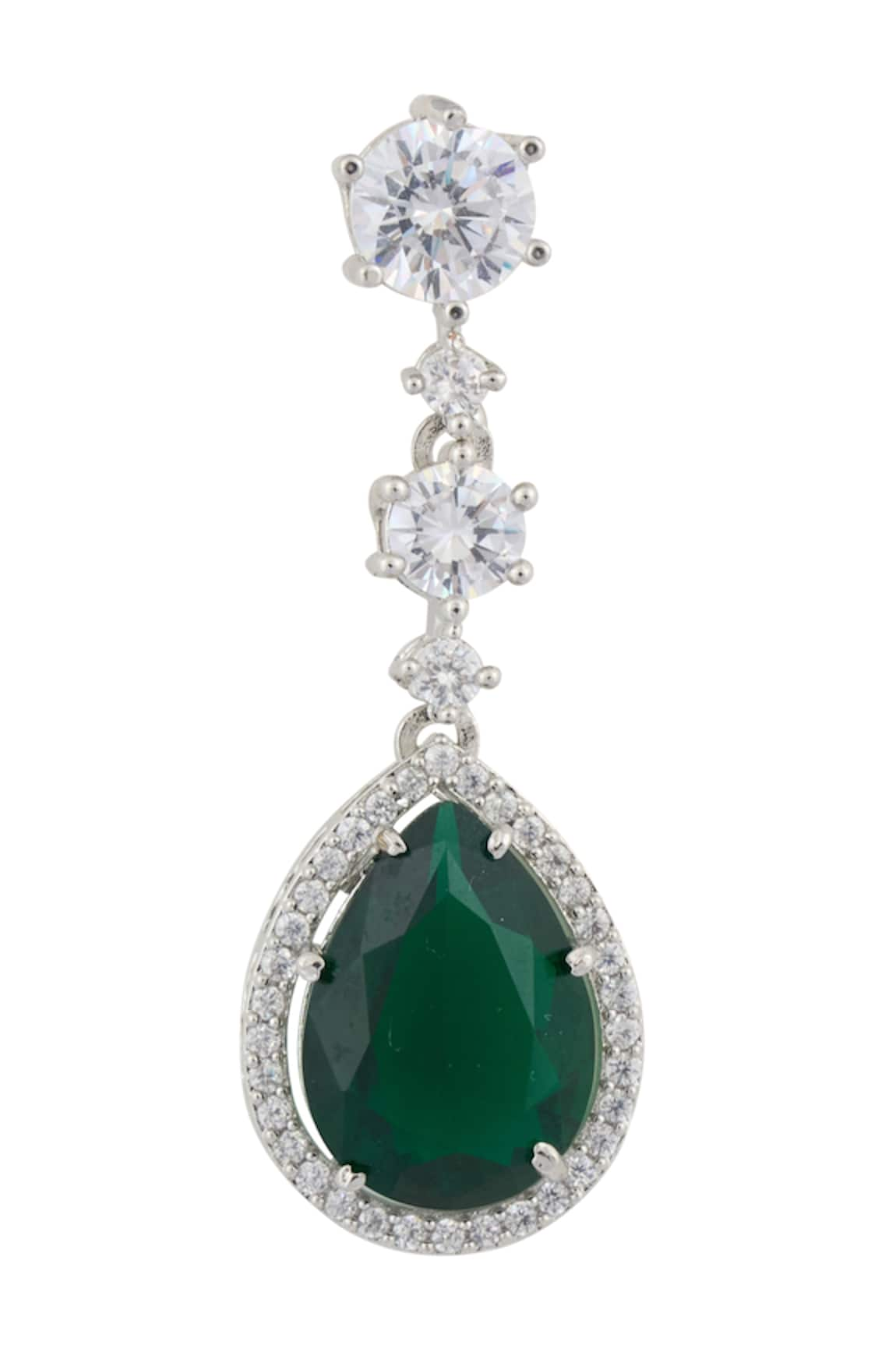 Saga Jewels Two Tone Finish Emerald Necklace Set