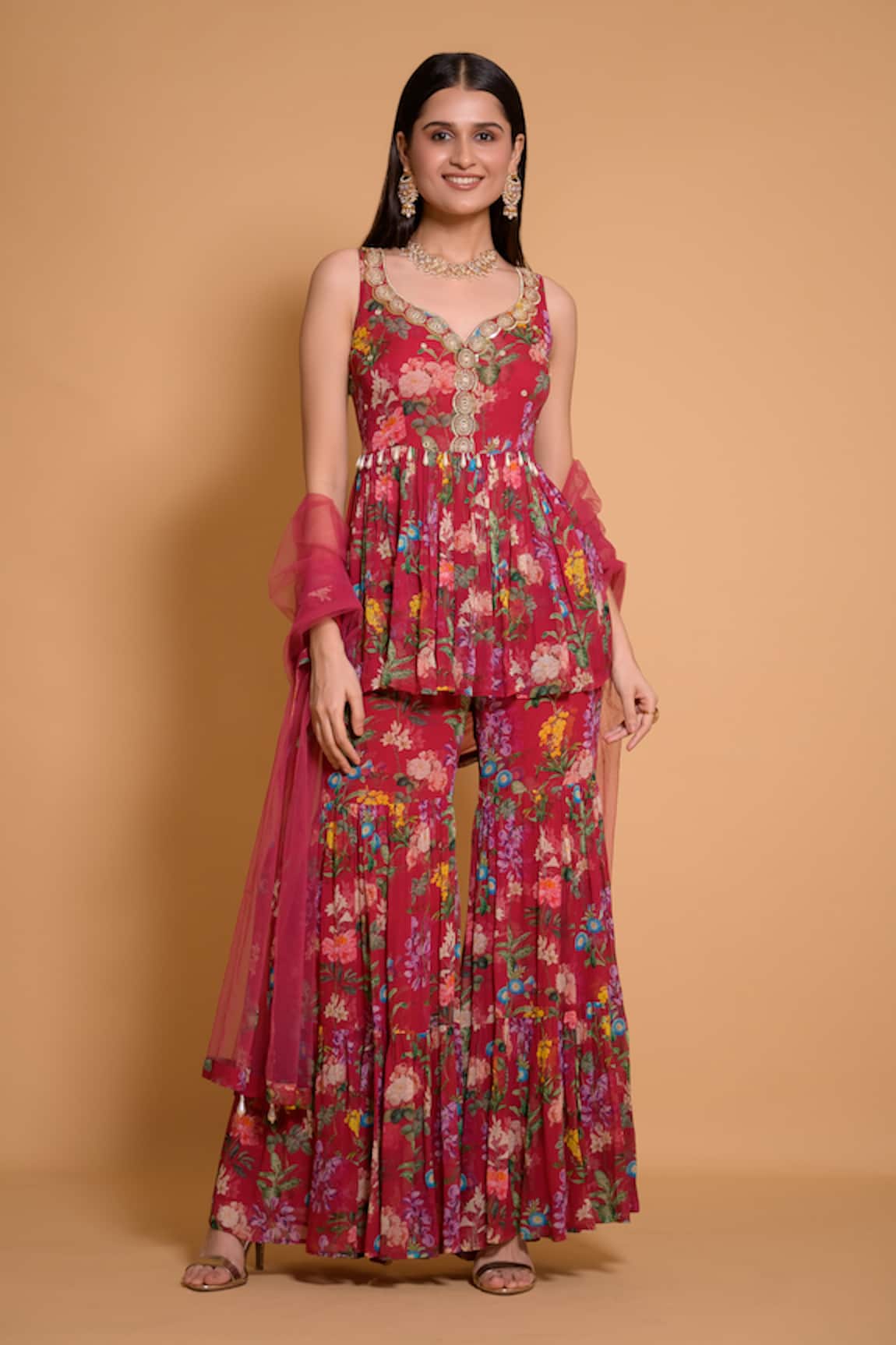 Seams Pret And Couture Afina Floral Print Kurta Sharara Set