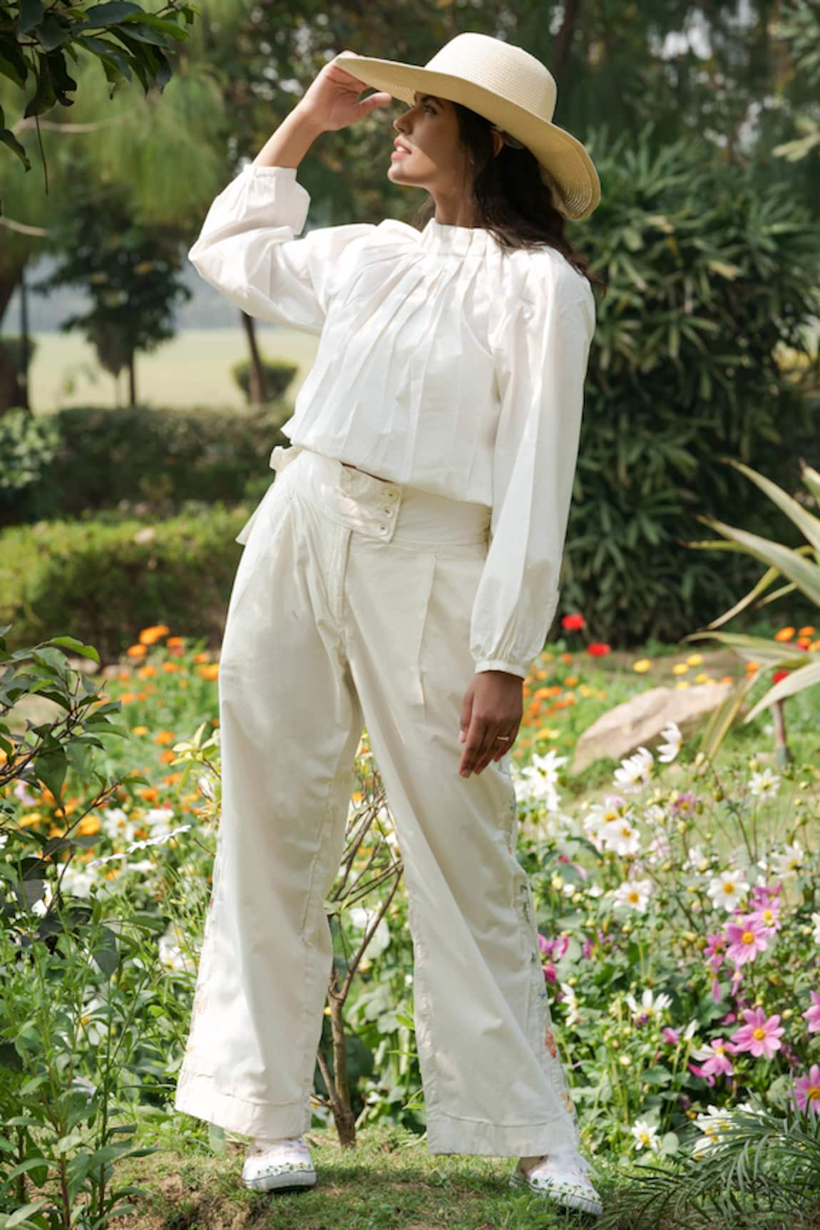 Ahmev Pleated Neck Top 