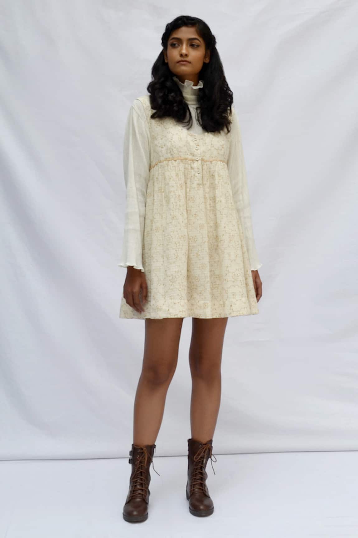 Ahmev Checkered Tulip Garden Pattern Dress