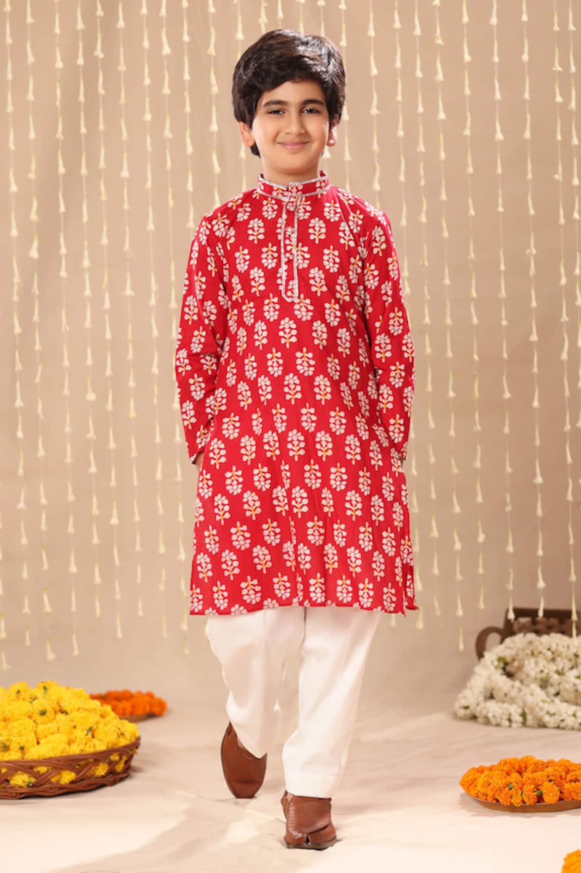 Littlecheer Flower Print Kurta With Pant