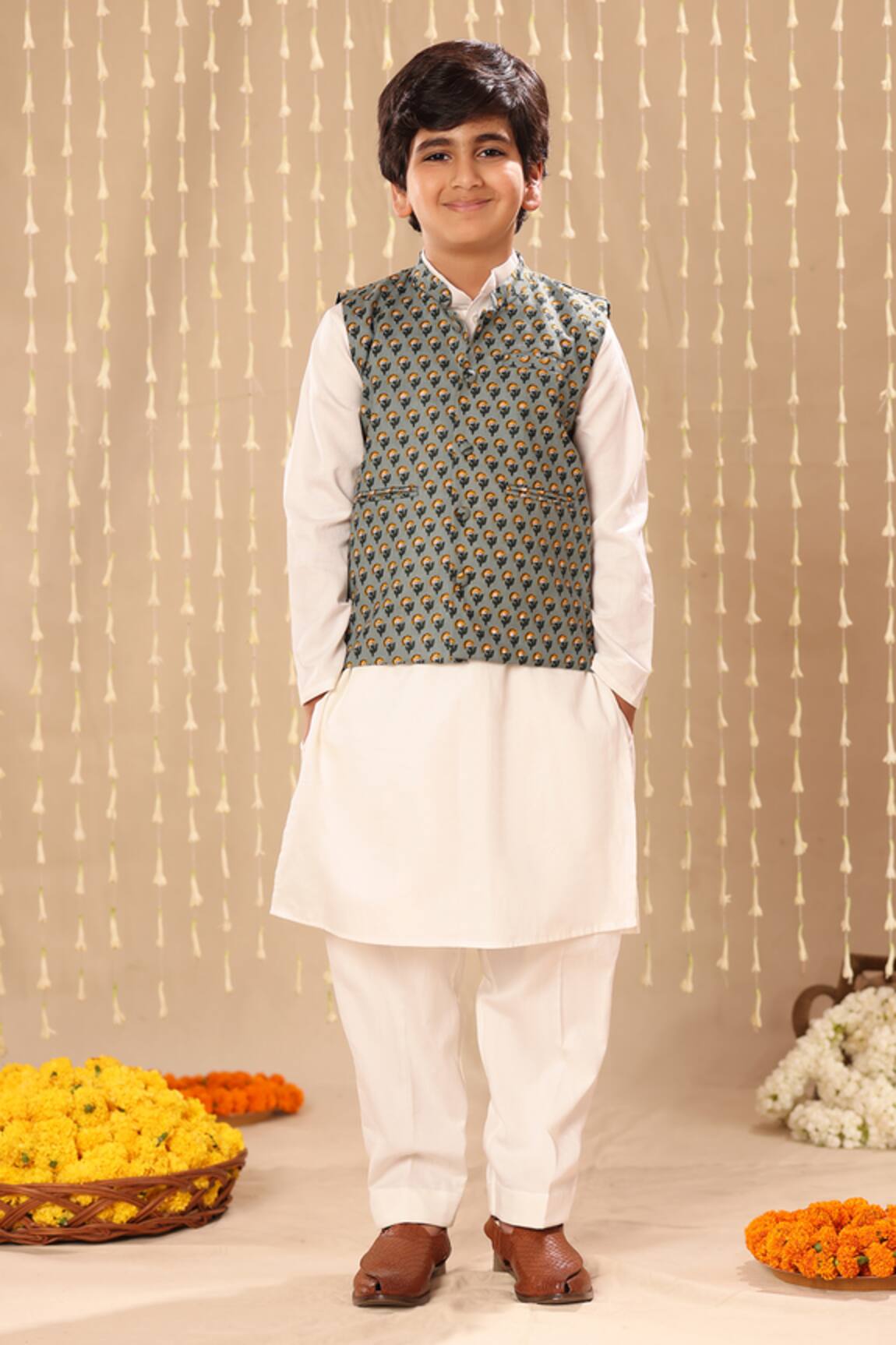 LittleCheer Jaipuri Floral Buti Print Jacket 