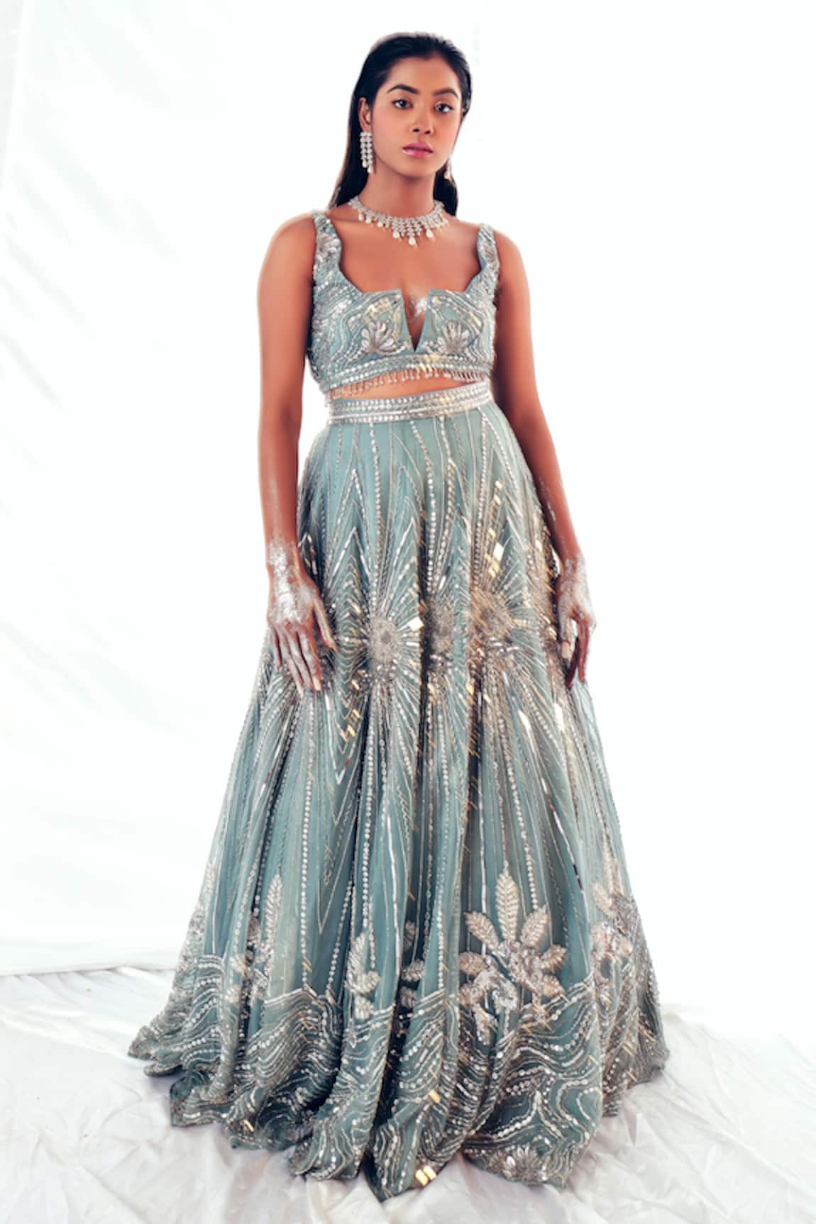 Payal & Zinal Marmoris Sunburst Sequin Embellished Lehenga With Blouse