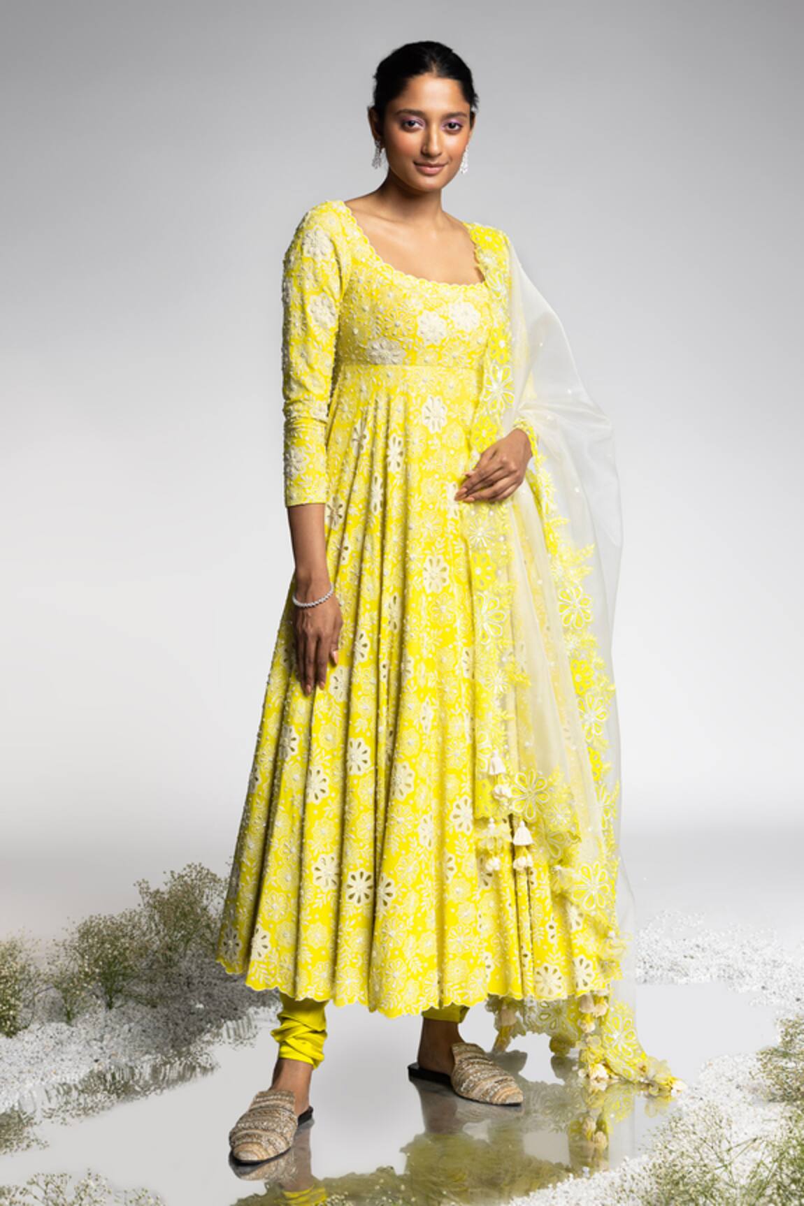 Madzin Floral Hand Embroidered Anarkali Set