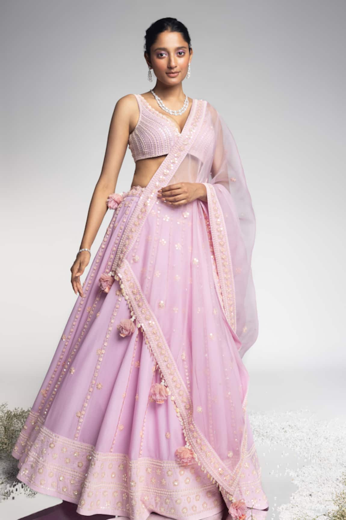 Madzin Zardozi Hand Embroidered Bridal Lehenga Set