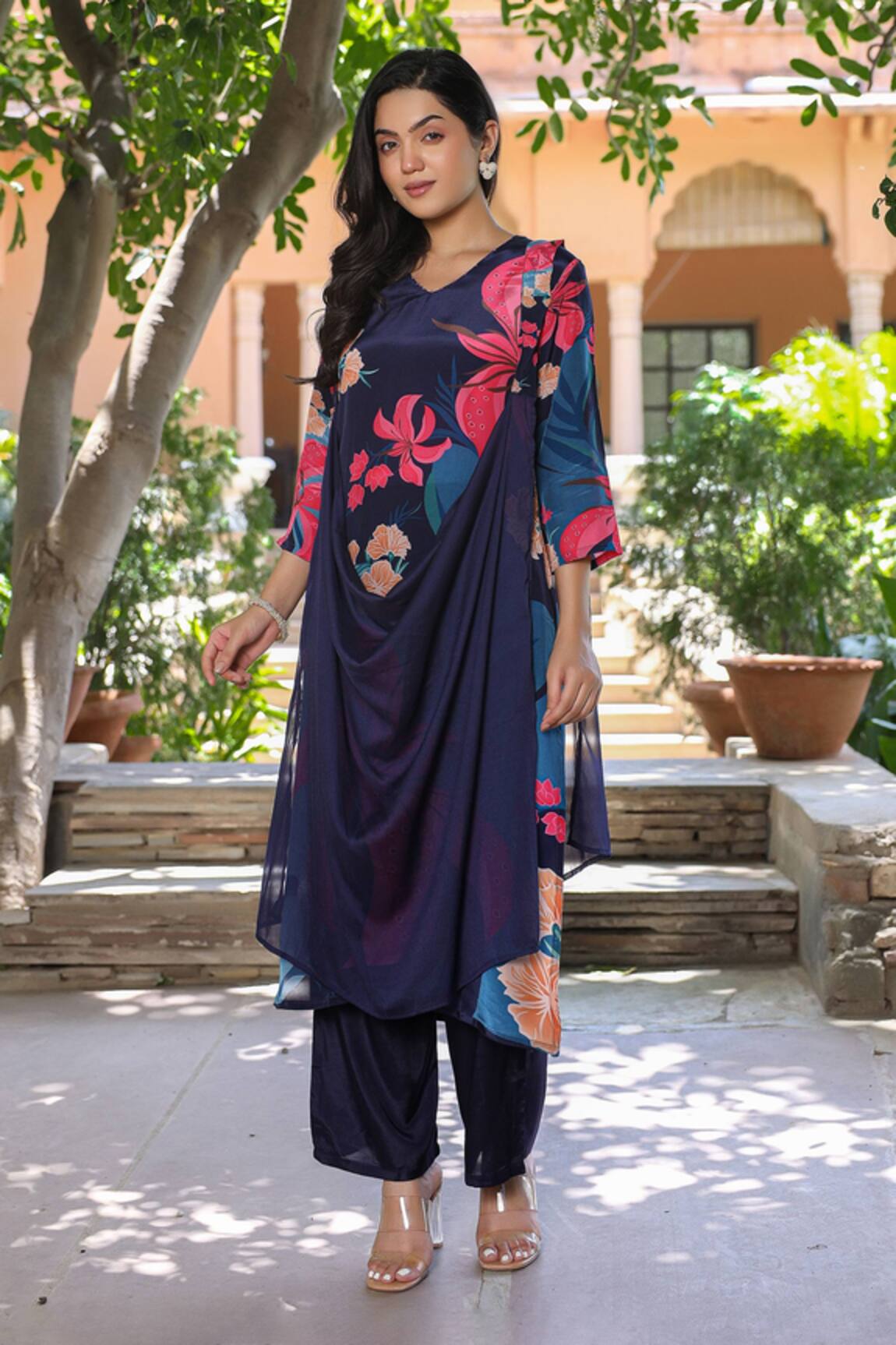 Bairaas Floral Print Straight Kurta Set