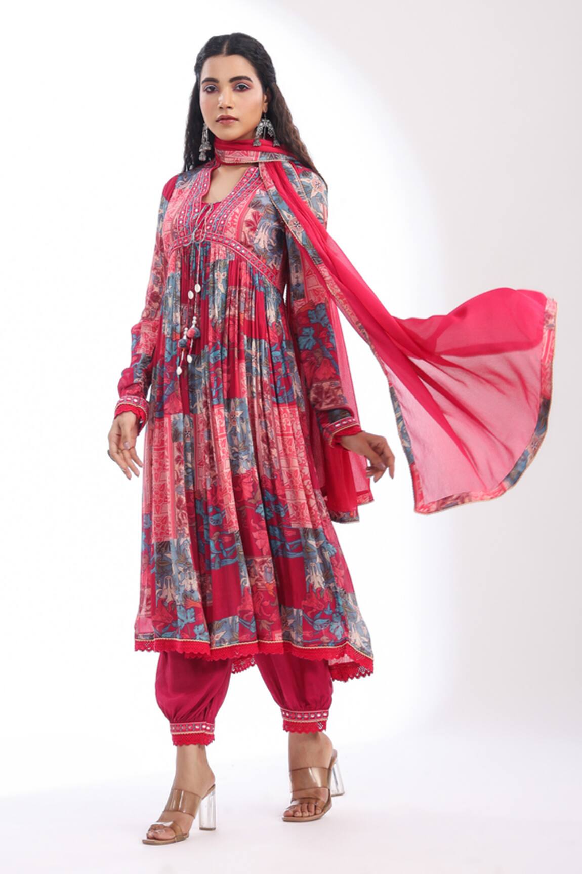 Bairaas Floral Pattern Anarkali Set