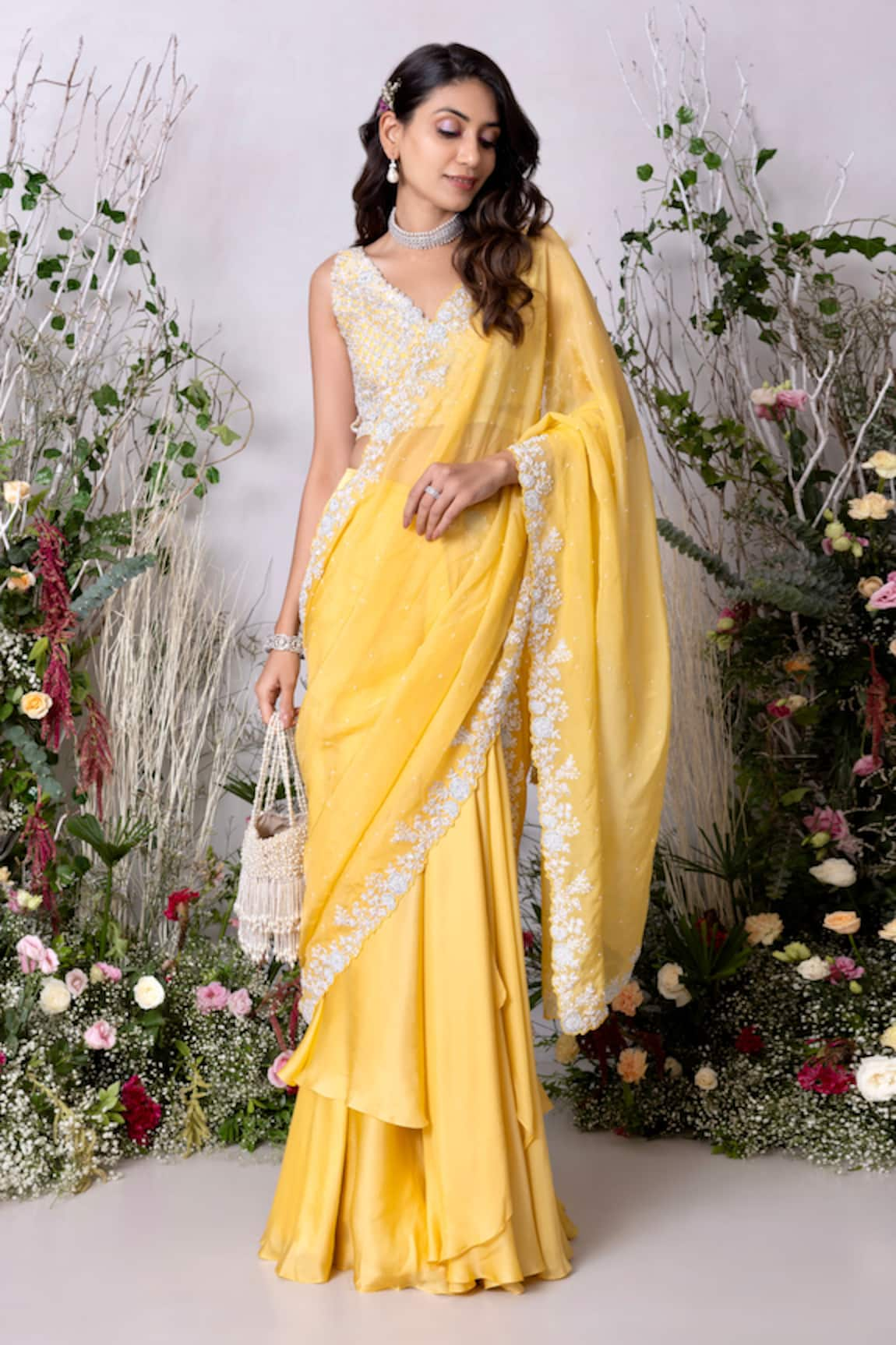 Sunita Bhandari Pre-Draped Lehenga Saree With Hand Embroidered Blouse