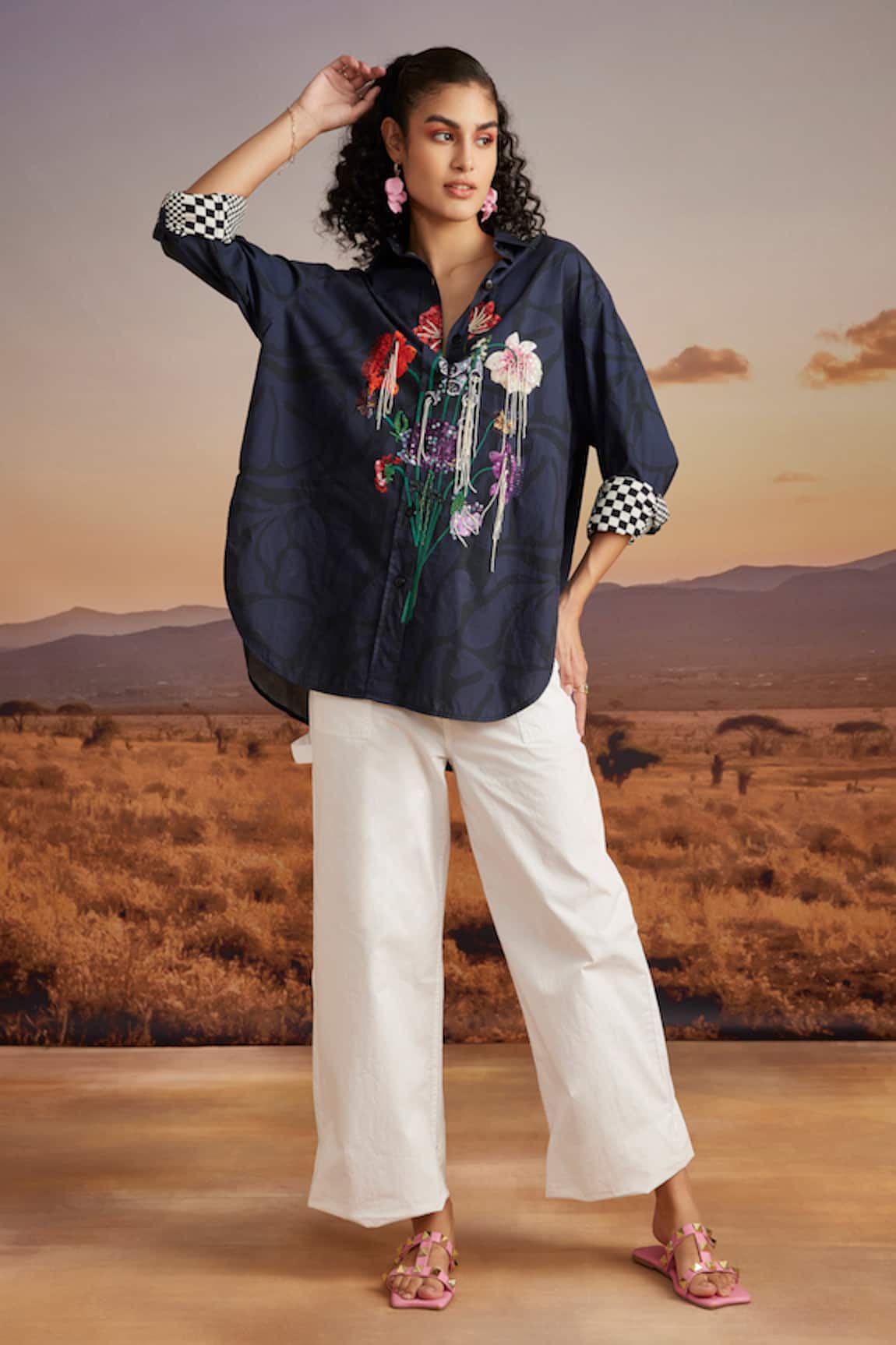 Verb By Pallavi Singhee Patchwork Embroidered Shirt