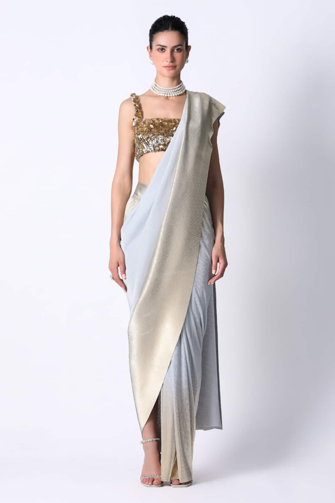 431-88 by Shweta Kapur Ombre Pre Draped Saree With Embellished Blouse