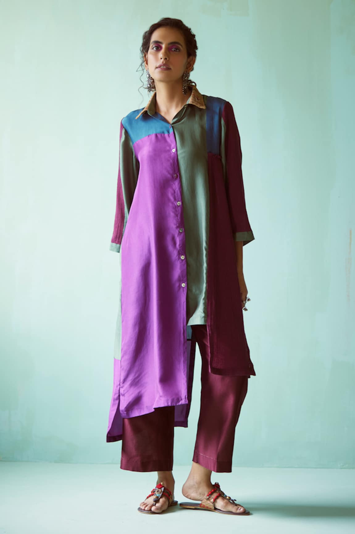 Medha Asymmetric Long Shirt & Pant Set