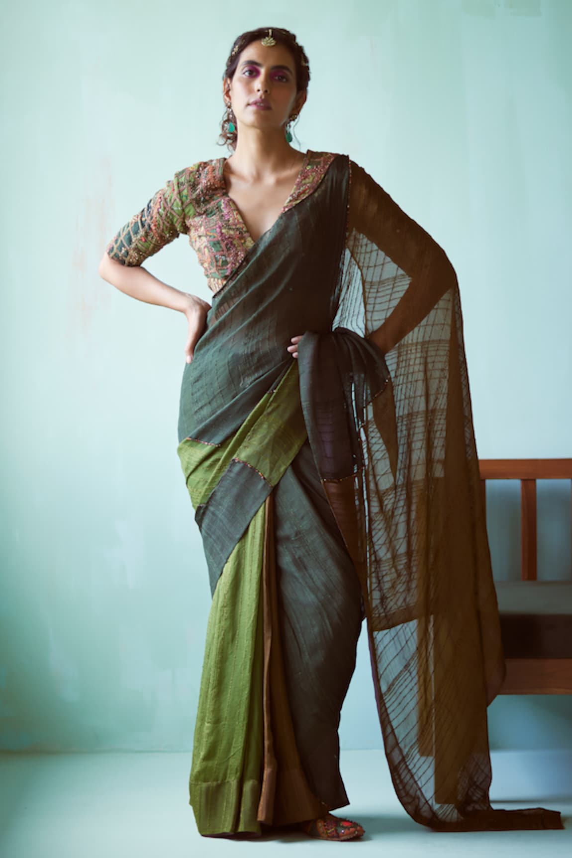 Medha Embroidered Saree With Blouse