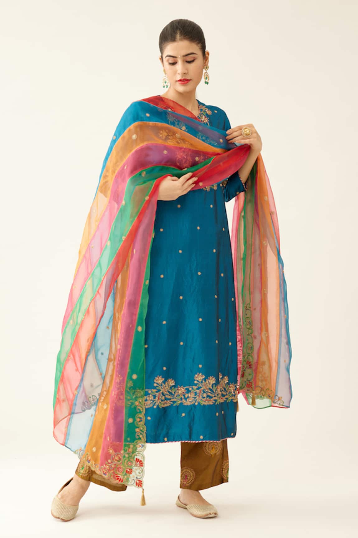 Kora Sequins Embroidered Kurta Pant Set