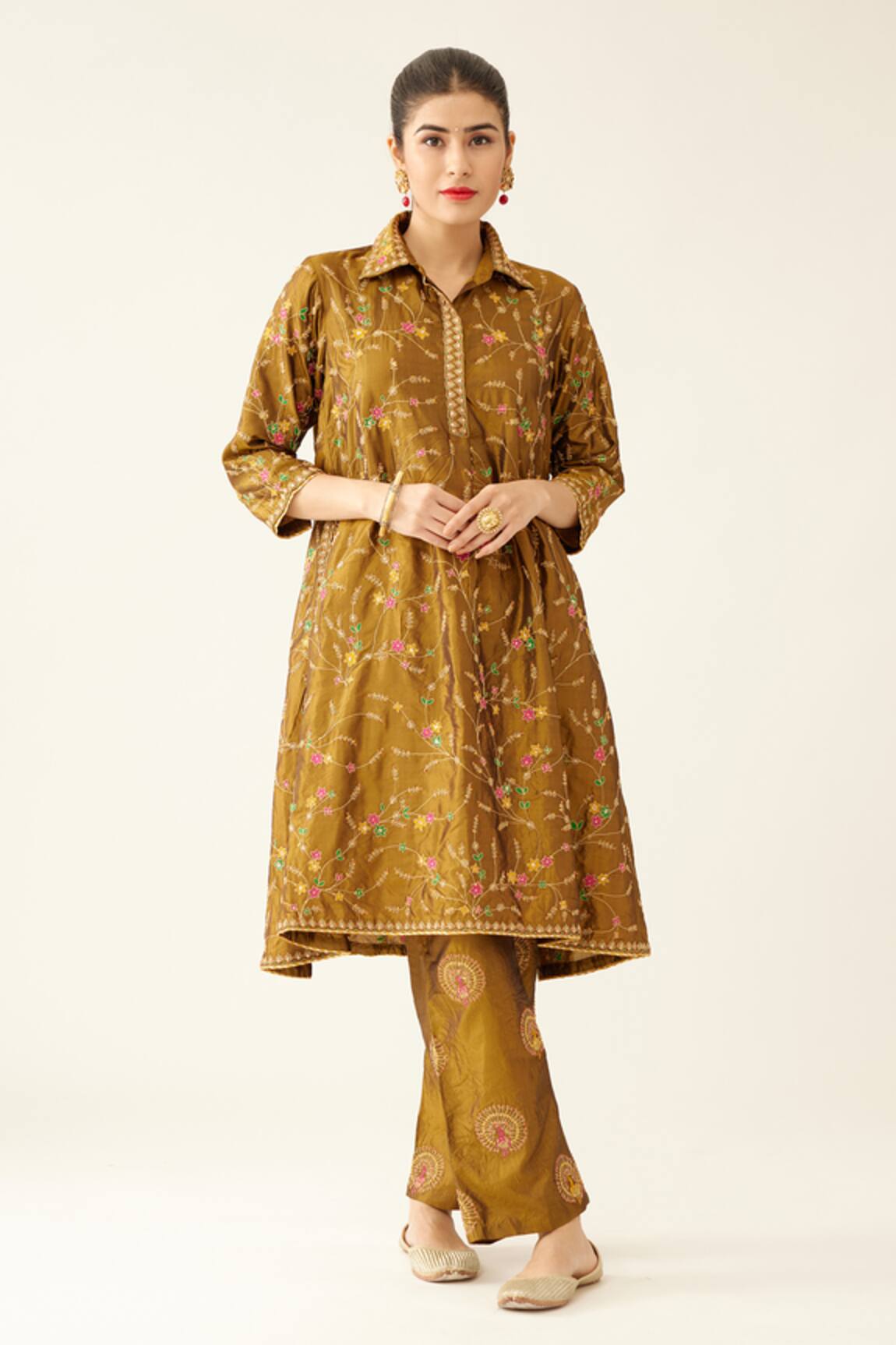 Kora Dori Embroidered Kurta & Pant Set