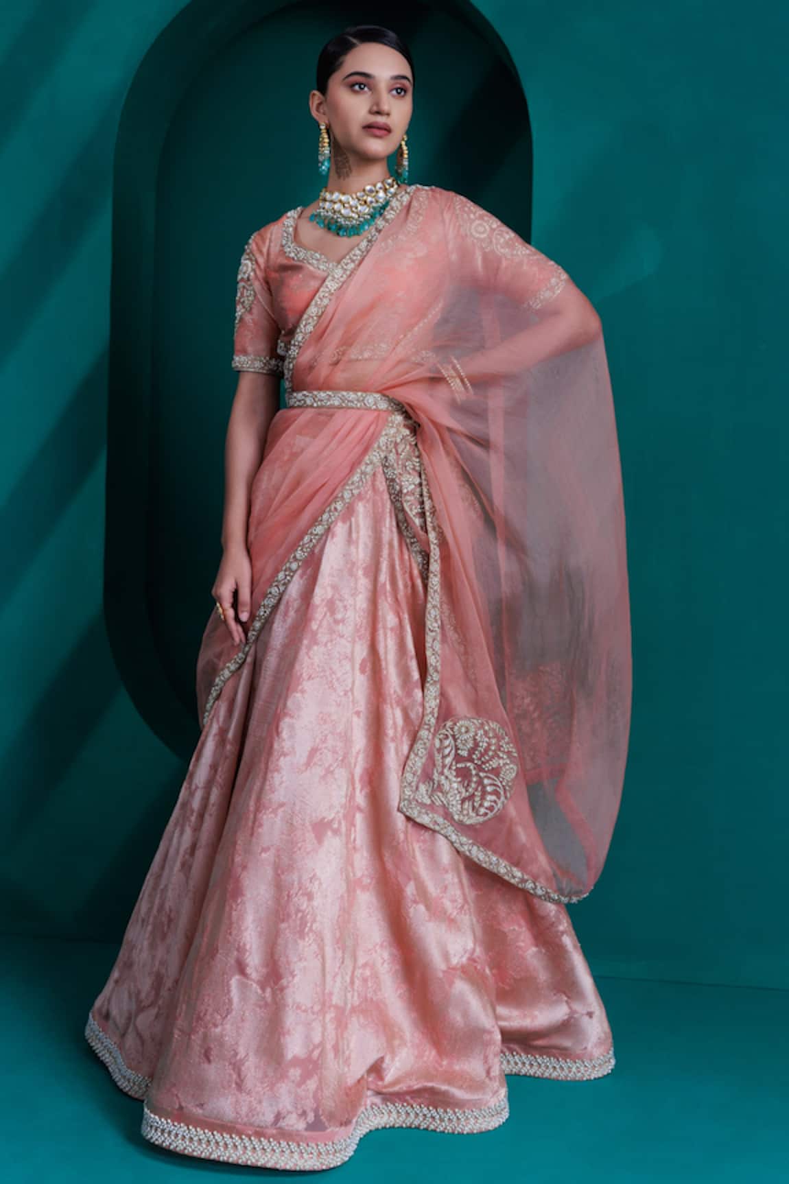 Adi By Aditya Khandelwl Dori Sequin & Pearl Embroidered Lehenga Set