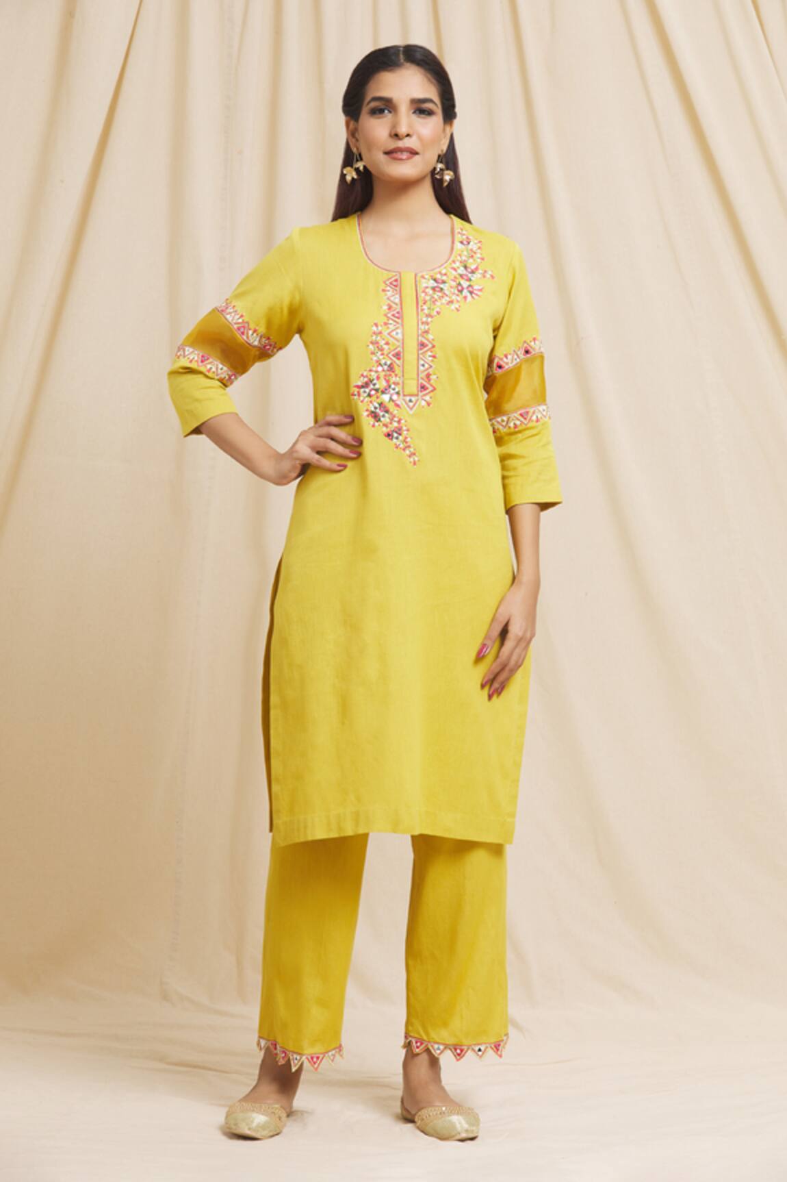 Tarini Vij Sleeve Embroidered Kurta & Pant Set