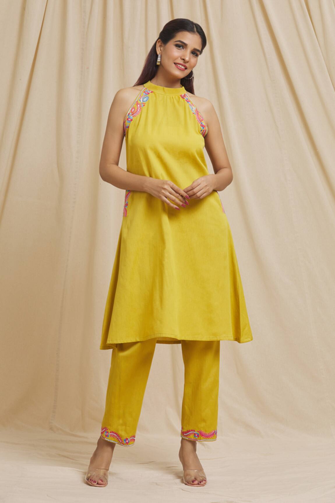 Tarini Vij Armhole Embroidered Kurta & Pant Set