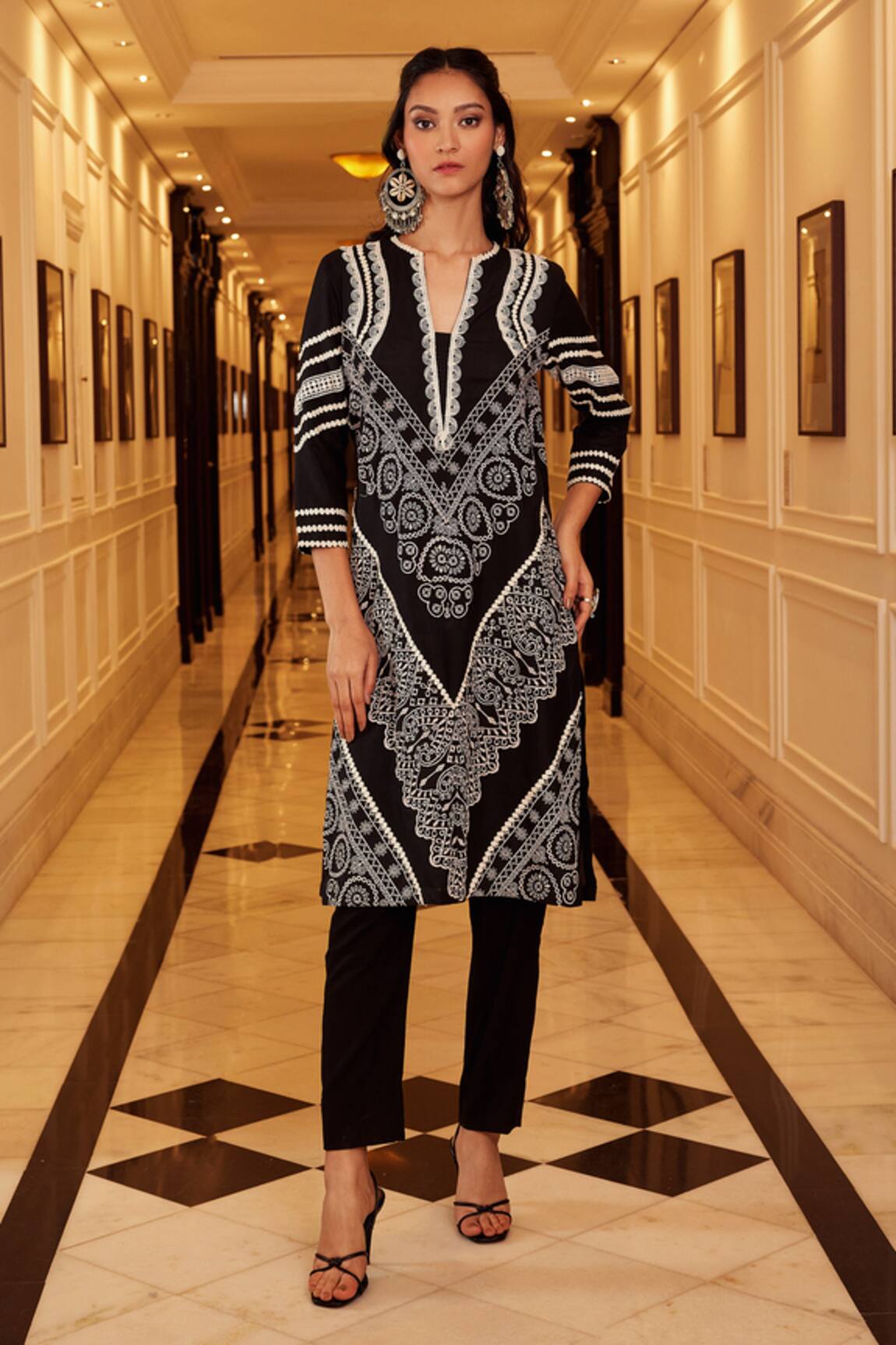 Qala Clothing Nysa Schiffli Kurta With Pant