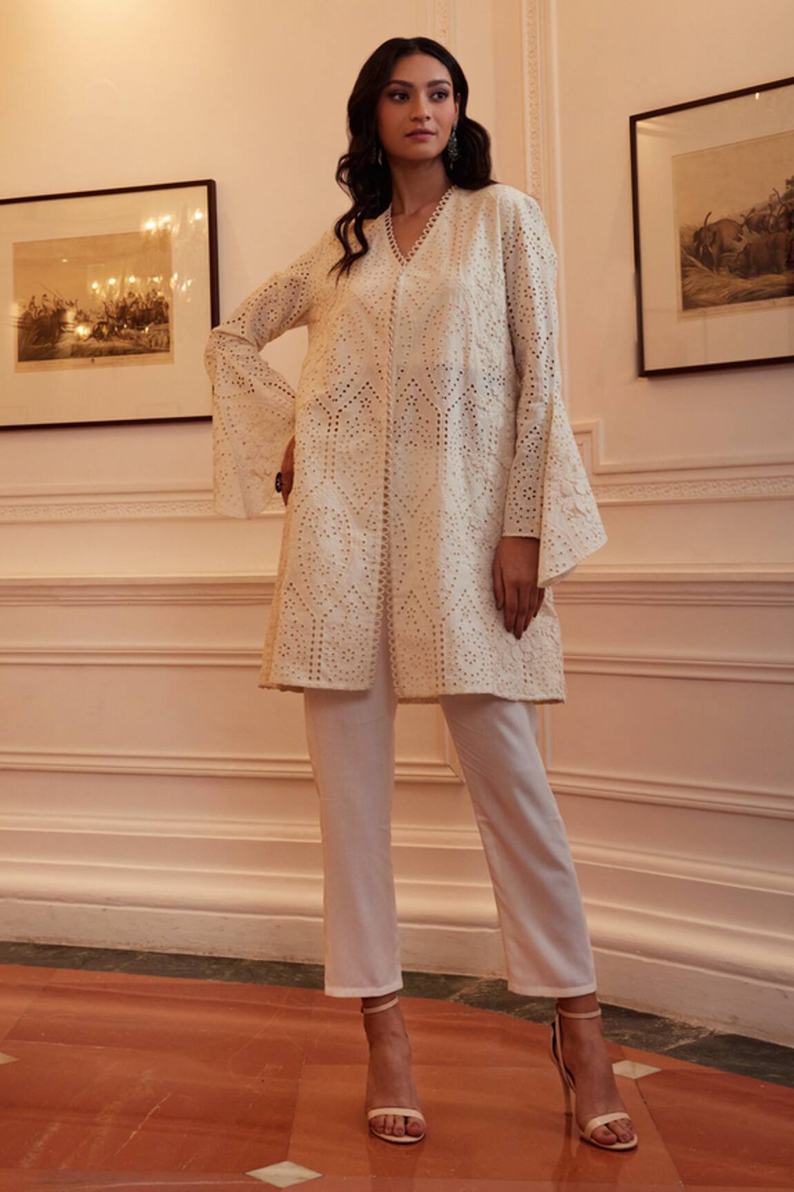 Qala Clothing Kiara Rosa Schiffli Kurta & Pant Set