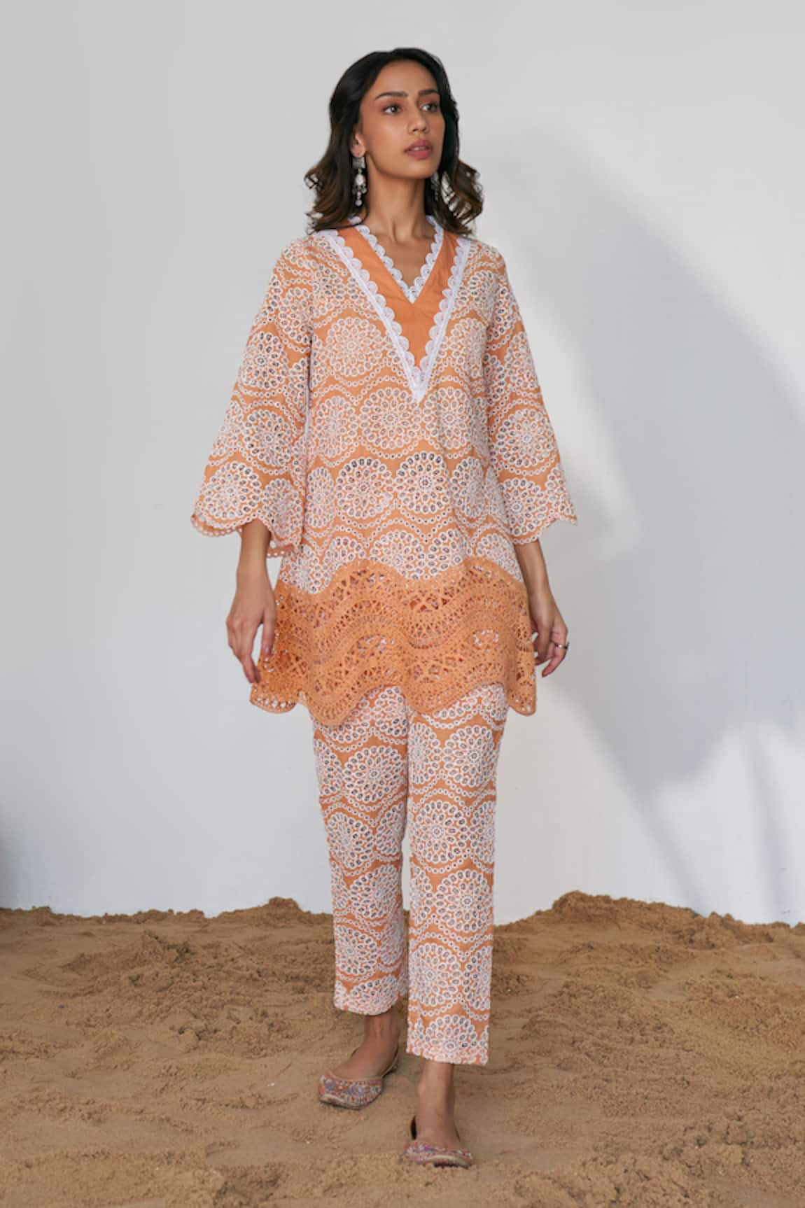 QALA CLOTHING Seraphina Crochet Lace Top With Pant 