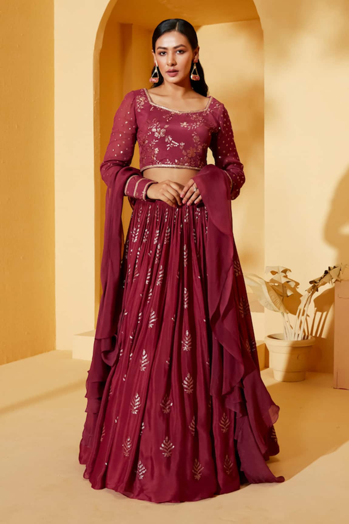 Suruchi Parakh Leaf Pattern Lehenga Set