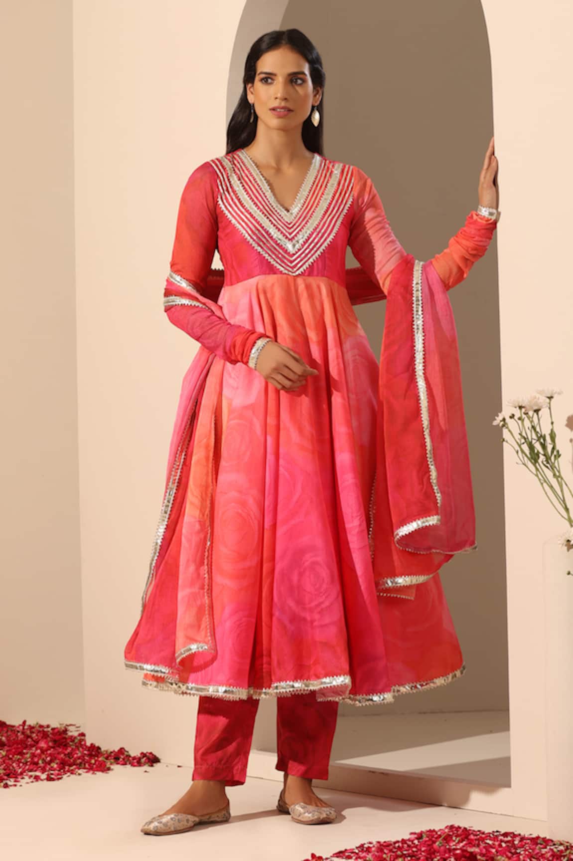 POMCHA JAIPUR Gul Bahaar Floral Pattern Anarkali Pant Set