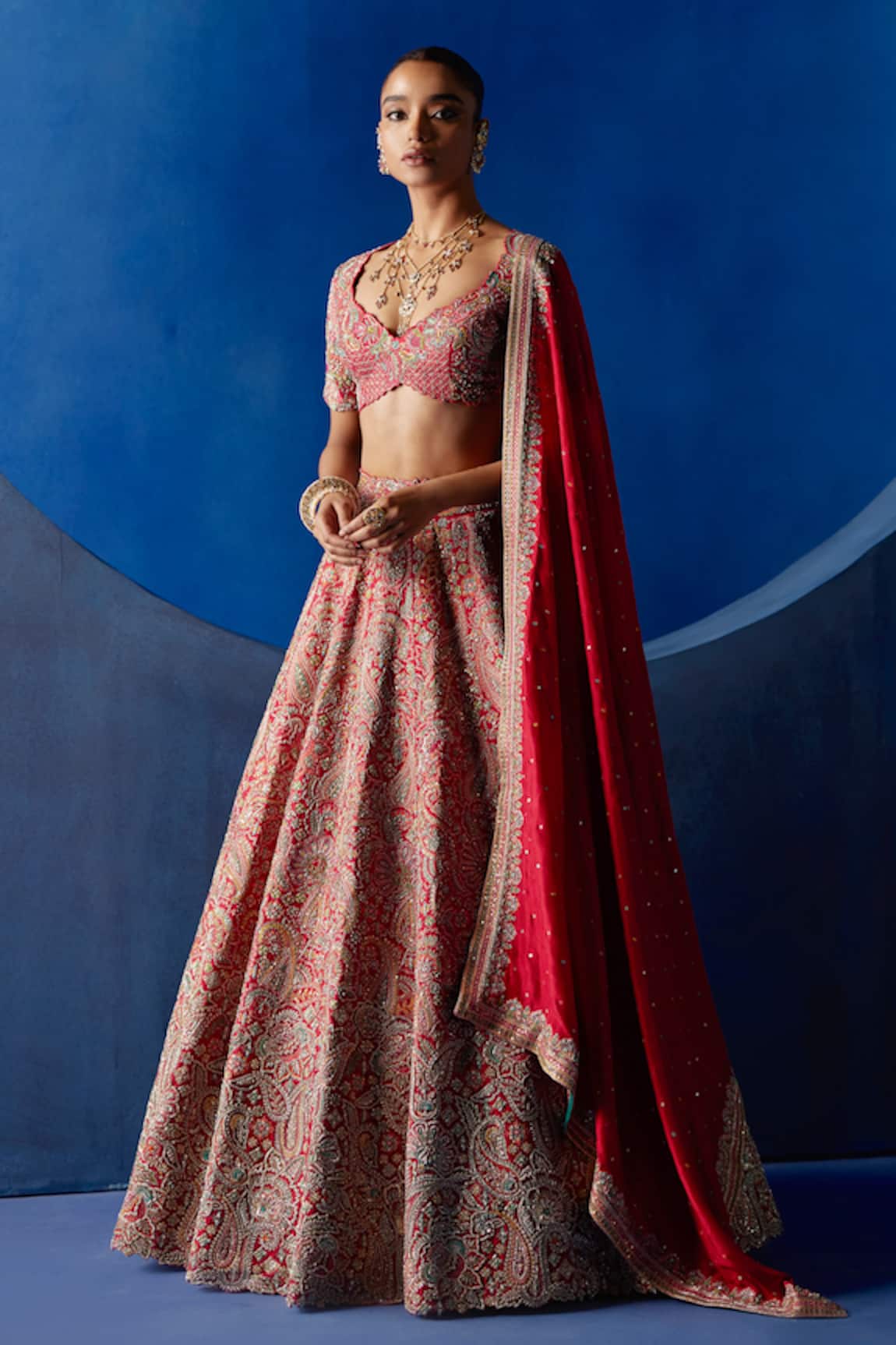 Mrunalini Rao Ahvi Raw Silk Embroidered Bridal Lehenga Set