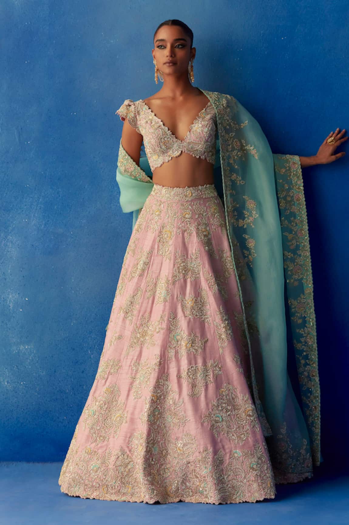 Mrunalini Rao Vartika Zardozi Embroidered Bridal Lehenga Set 
