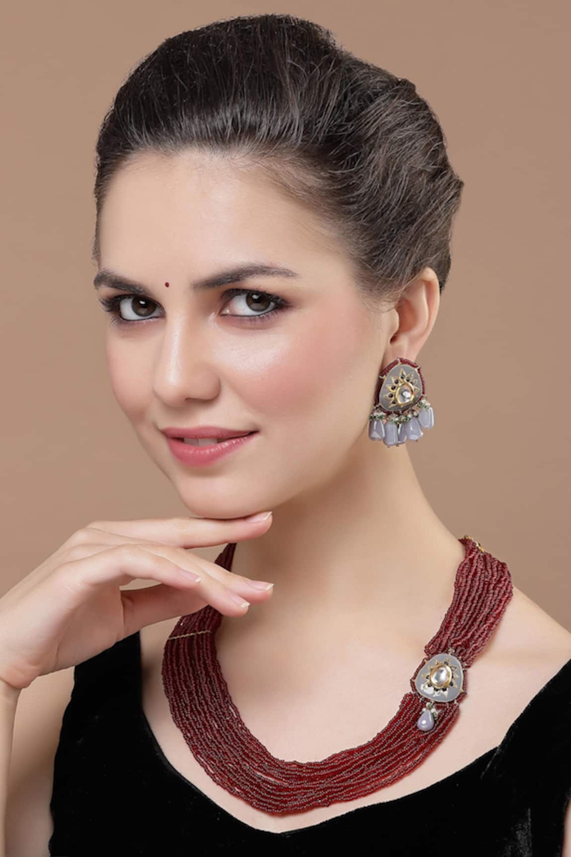 Dugran By Dugristyle Natural Stone Work Long Necklace