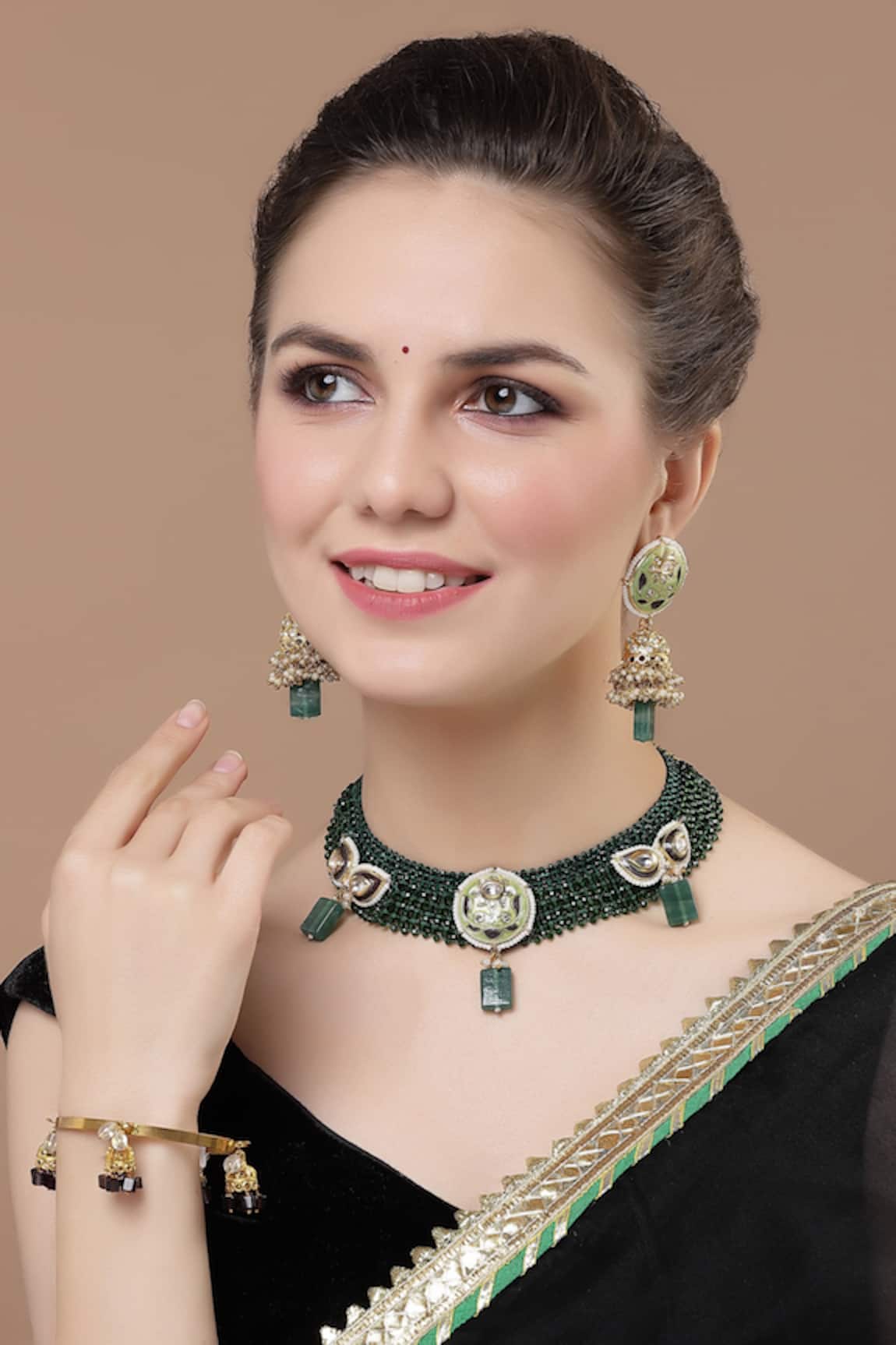 Dugran By Dugristyle Floral Meenakari Work Jhumkas