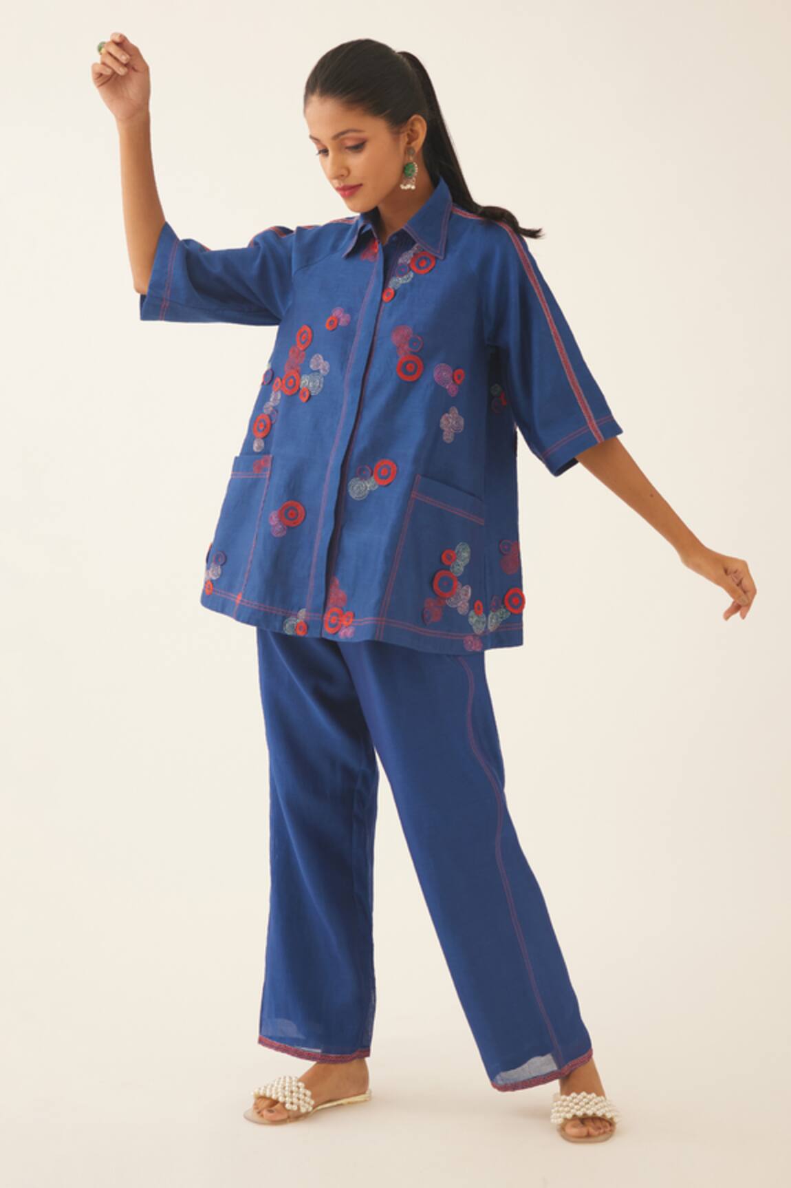 Kora 3D Spiral Embroidered Shirt & Pant Set