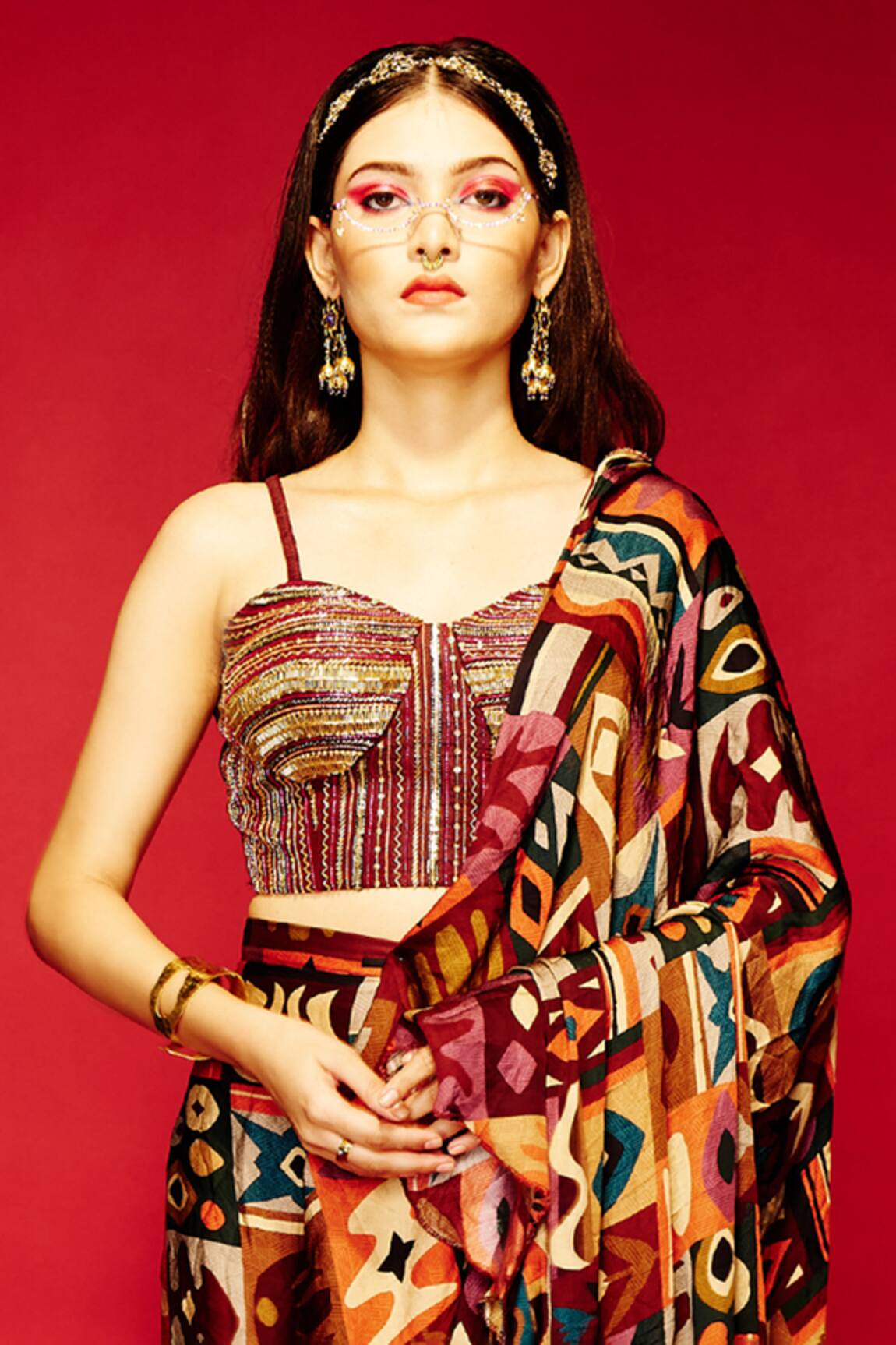 Eshaa Amiin Sequins Embroidered Corset