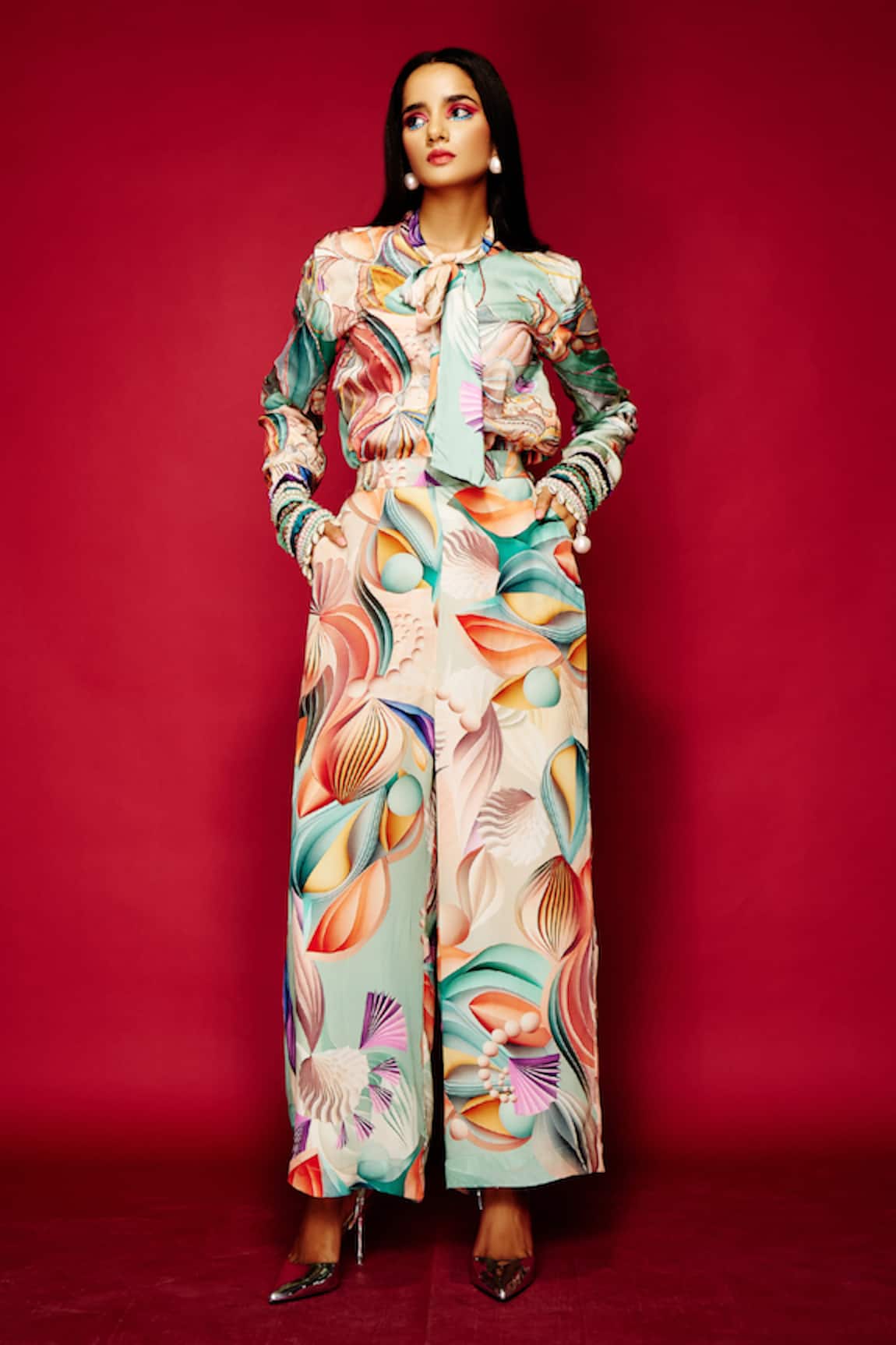 Eshaa Amiin Floral Print Shirt