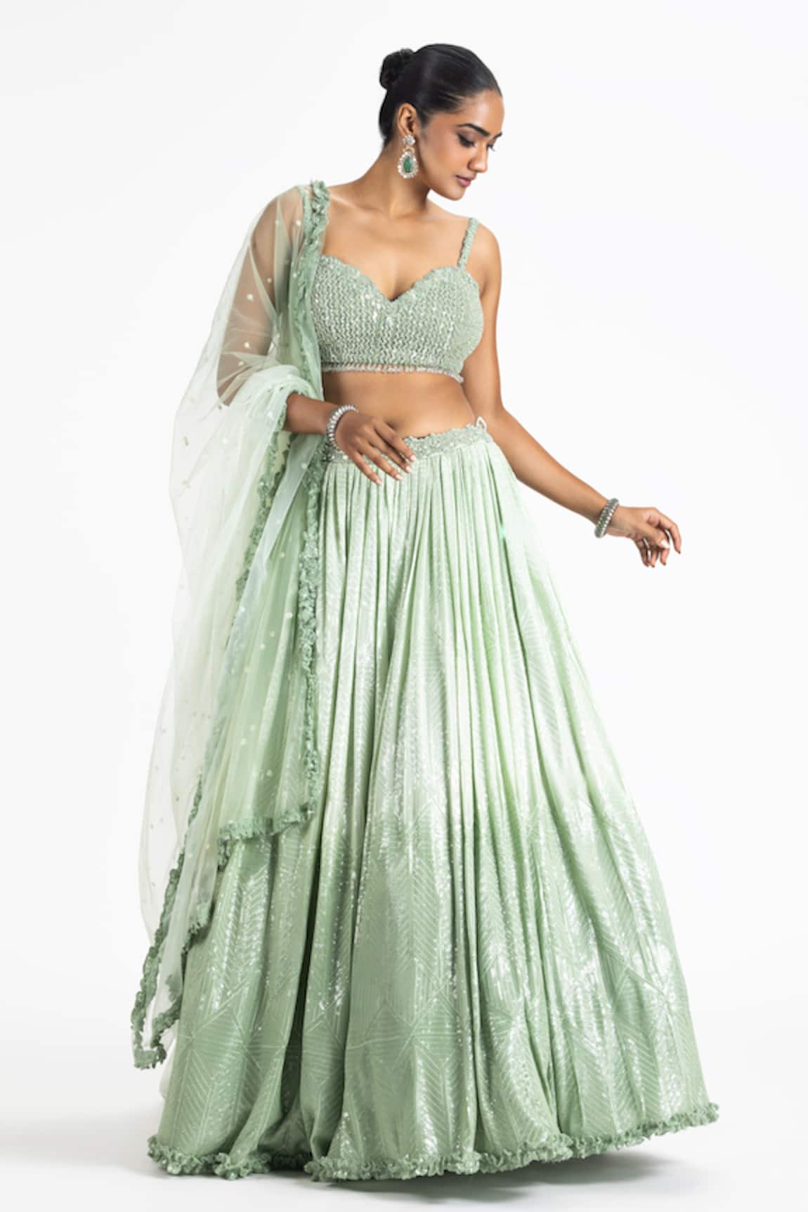 Nitika Gujral Ombre Sequin Embroidered Bridal Lehenga Set 