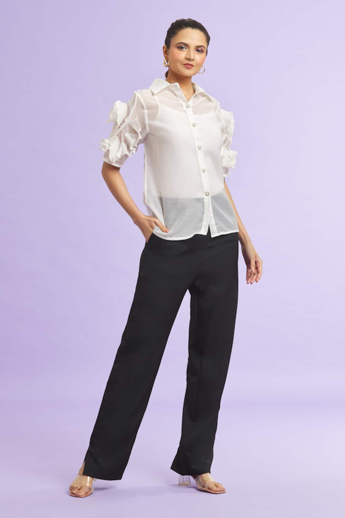 Naintara Bajaj Ruffle Sleeve Shirt