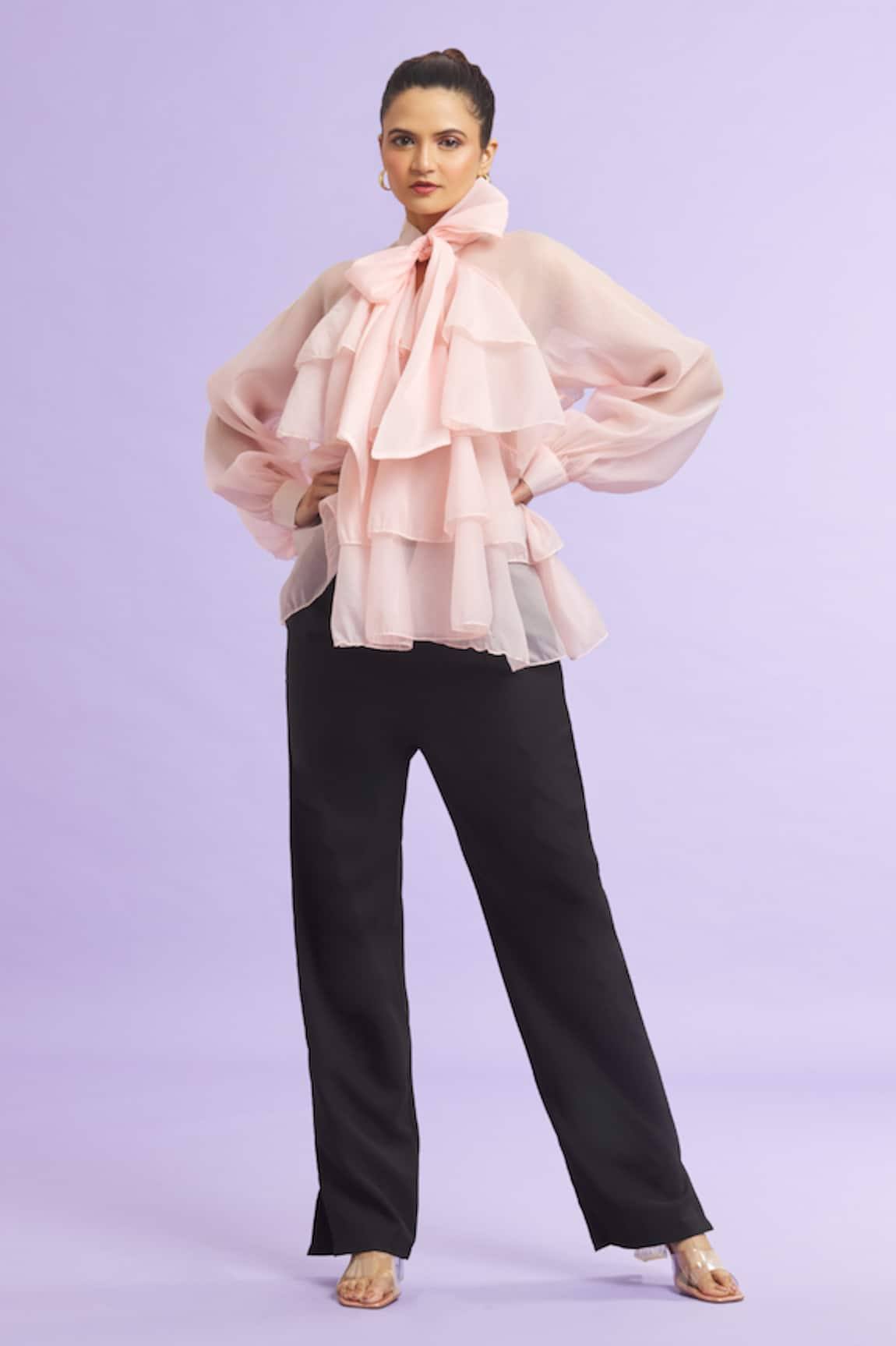 Naintara Bajaj Organza Ruffle Detailed Layered Top