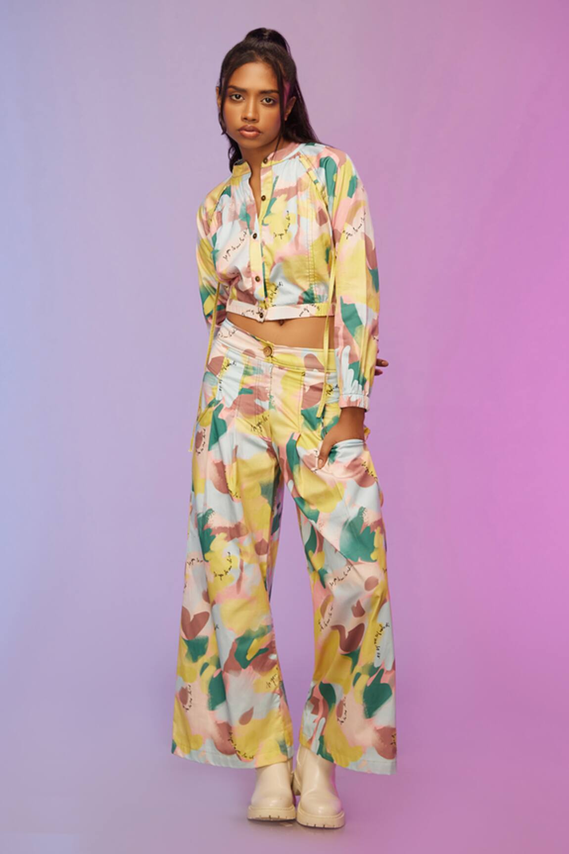 So Us By Sougatpaul Chilltints Cotton Printed Shirt & Pant Set