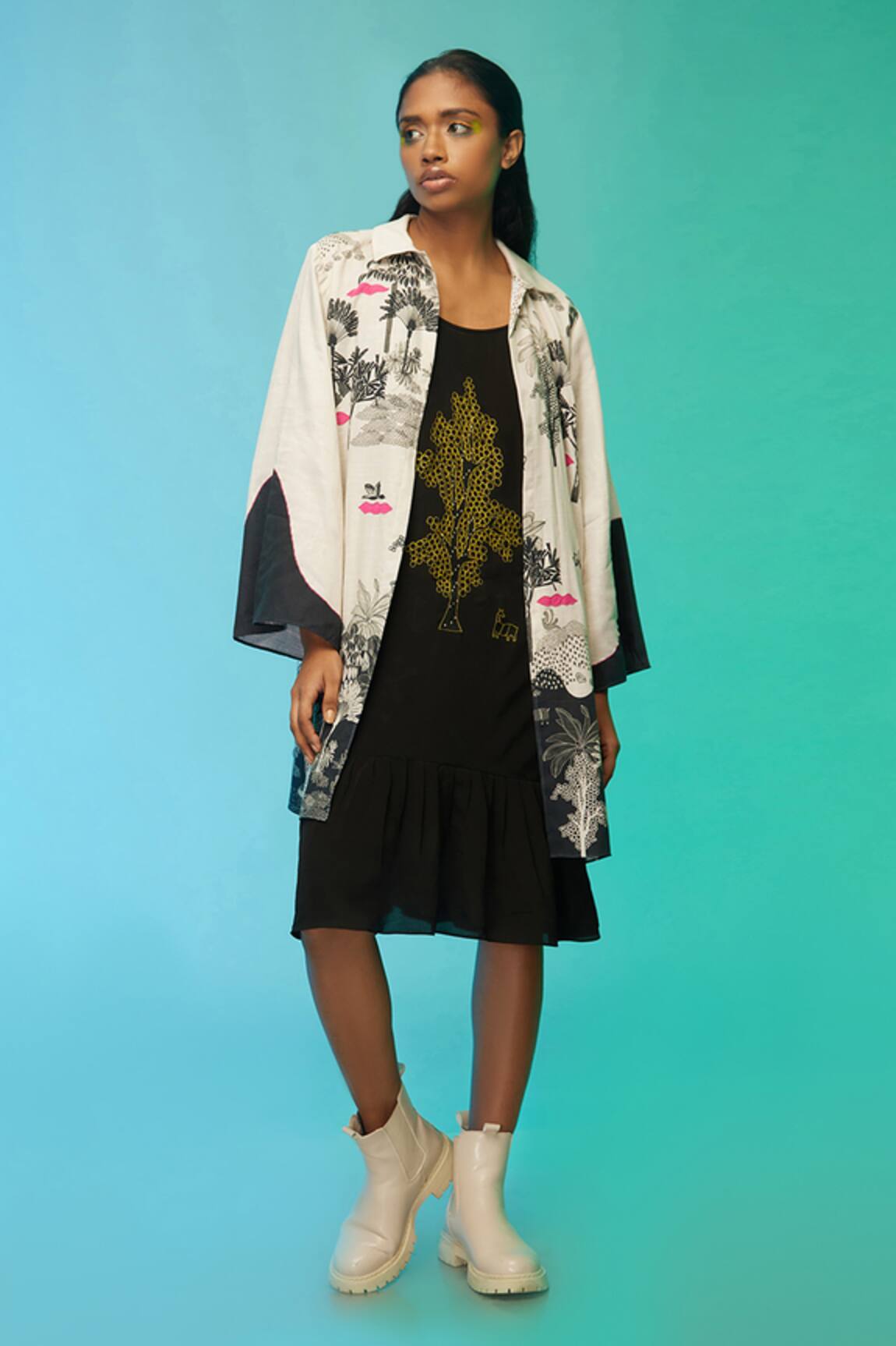 So Us By Sougatpaul Boho Babe Cotton Embroidered Dress With Jacket