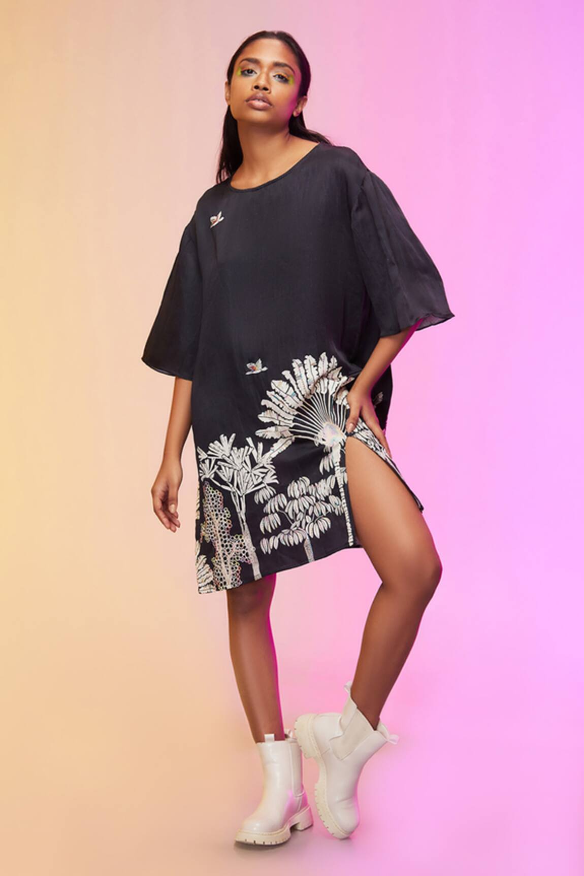 SO US by Sougatpaul Minimalist Cotton Printed Dress 