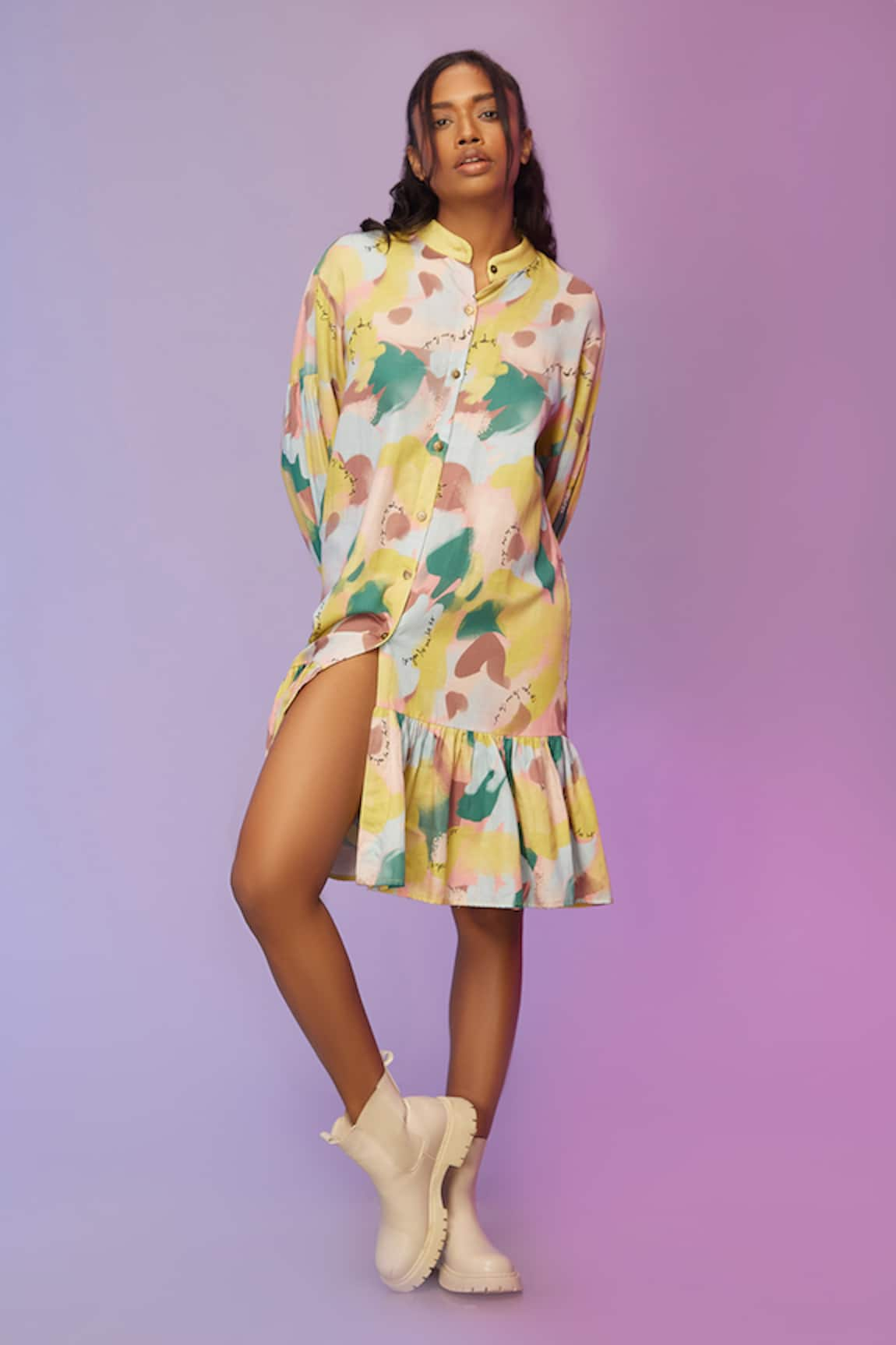 SO US by Sougatpaul Morden Cotton Printed Edge Dress