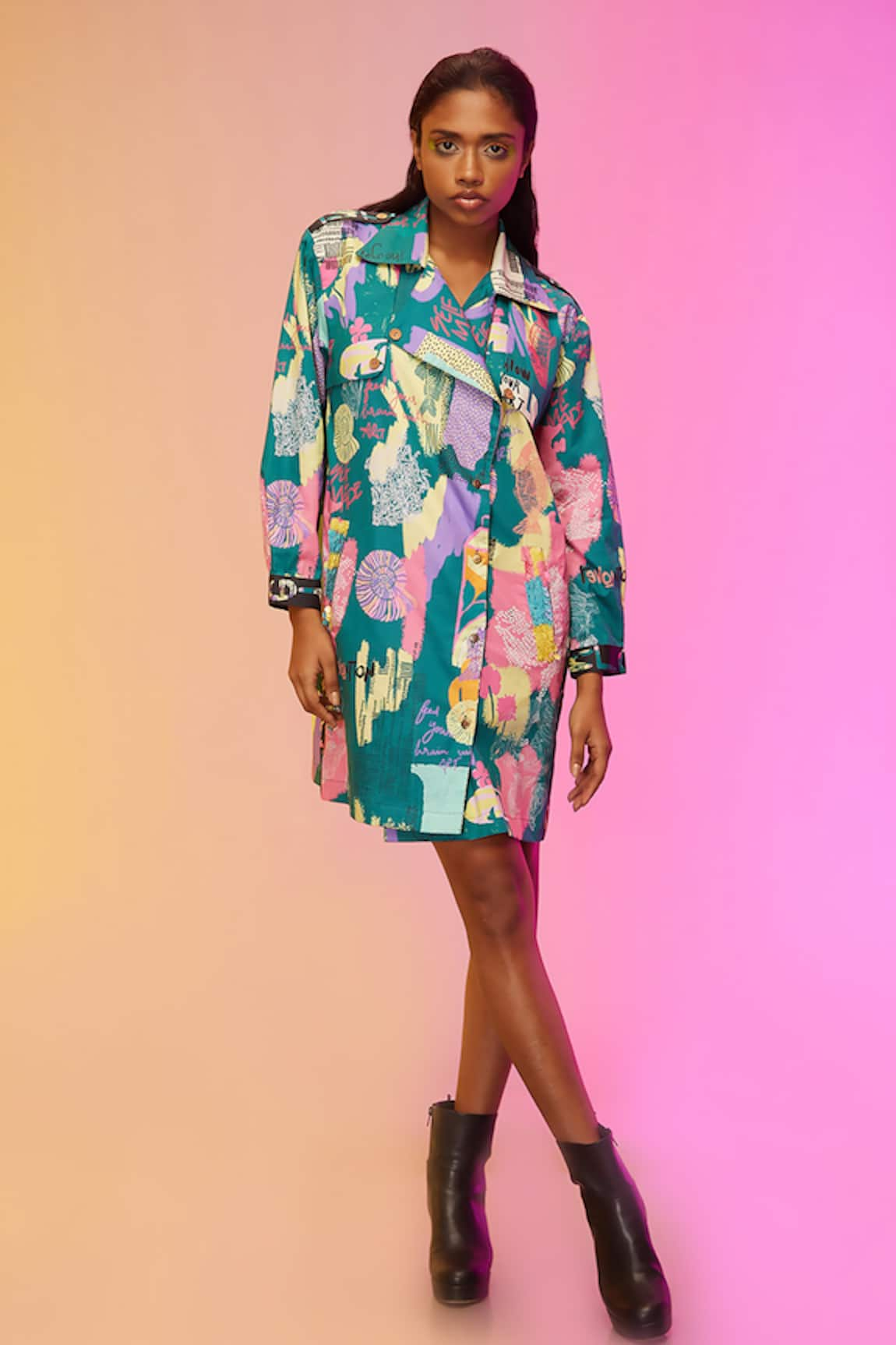 SO US by Sougatpaul Metropolis Mosaic Print Shirt Dress