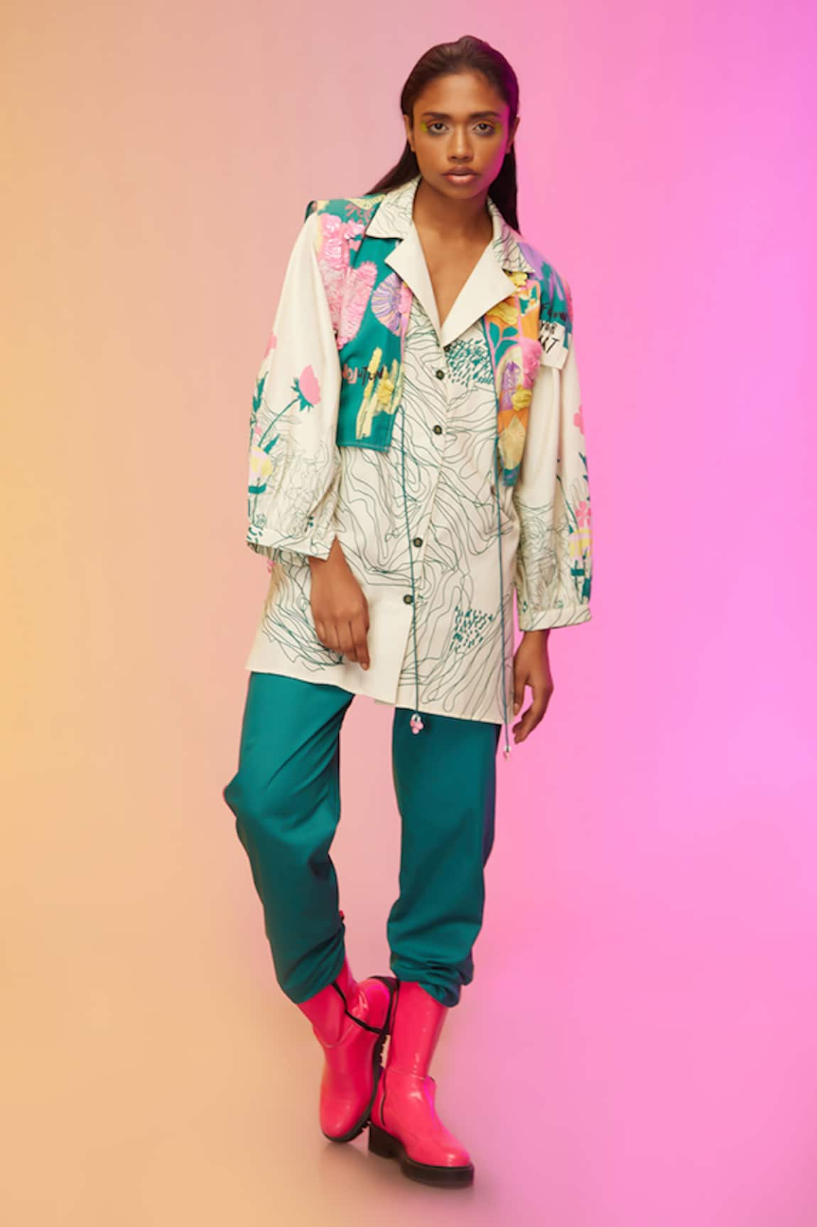 SO US by Sougatpaul Abstract Canvas Print Shirt & Pant Set