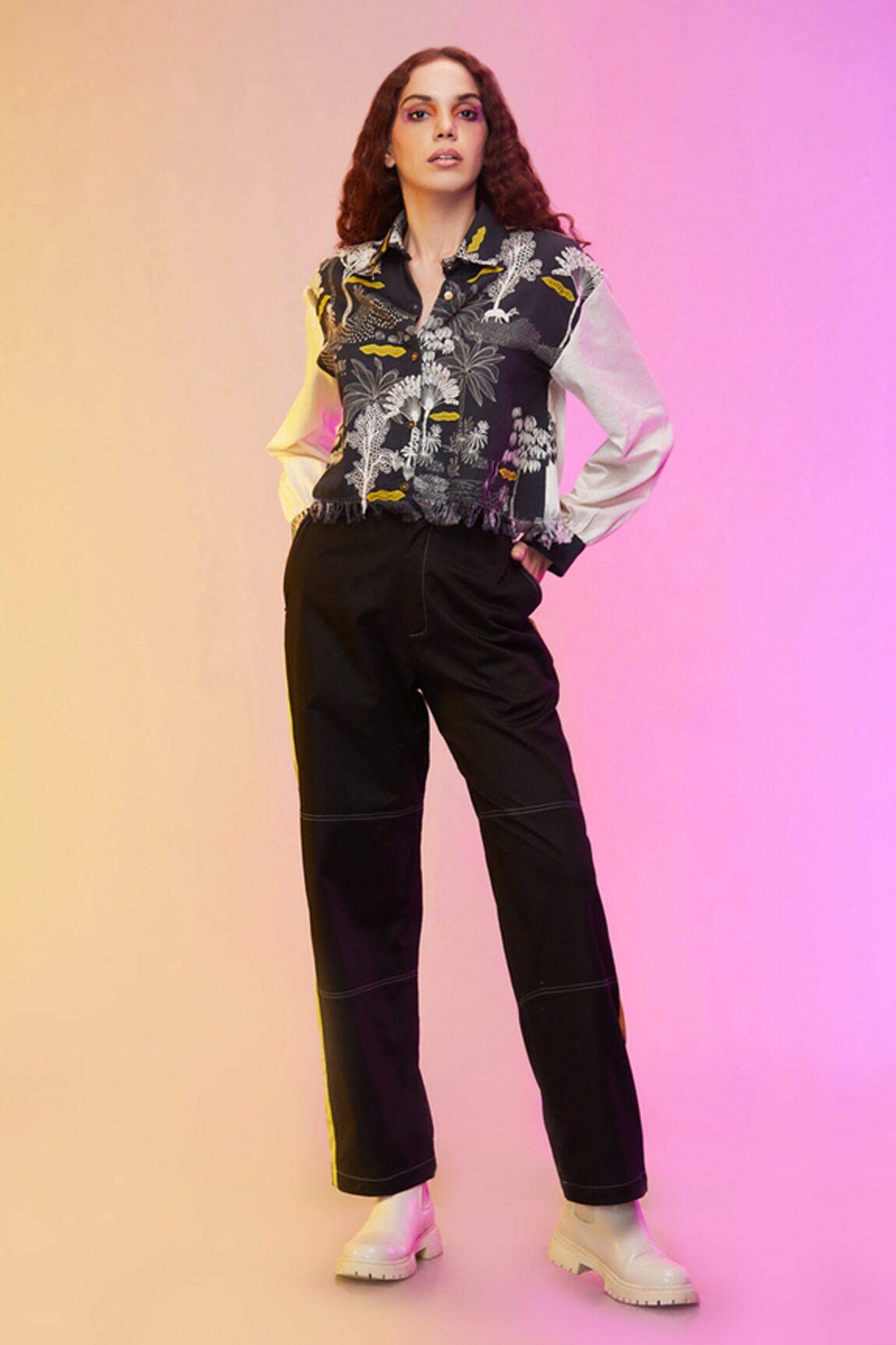 SO US by Sougatpaul Vintage Playful Print Shirt & Pant Set