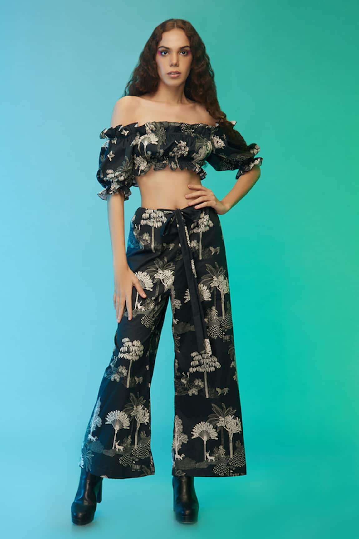 SO US by Sougatpaul Hello Sauve Printed Top & Pant Set