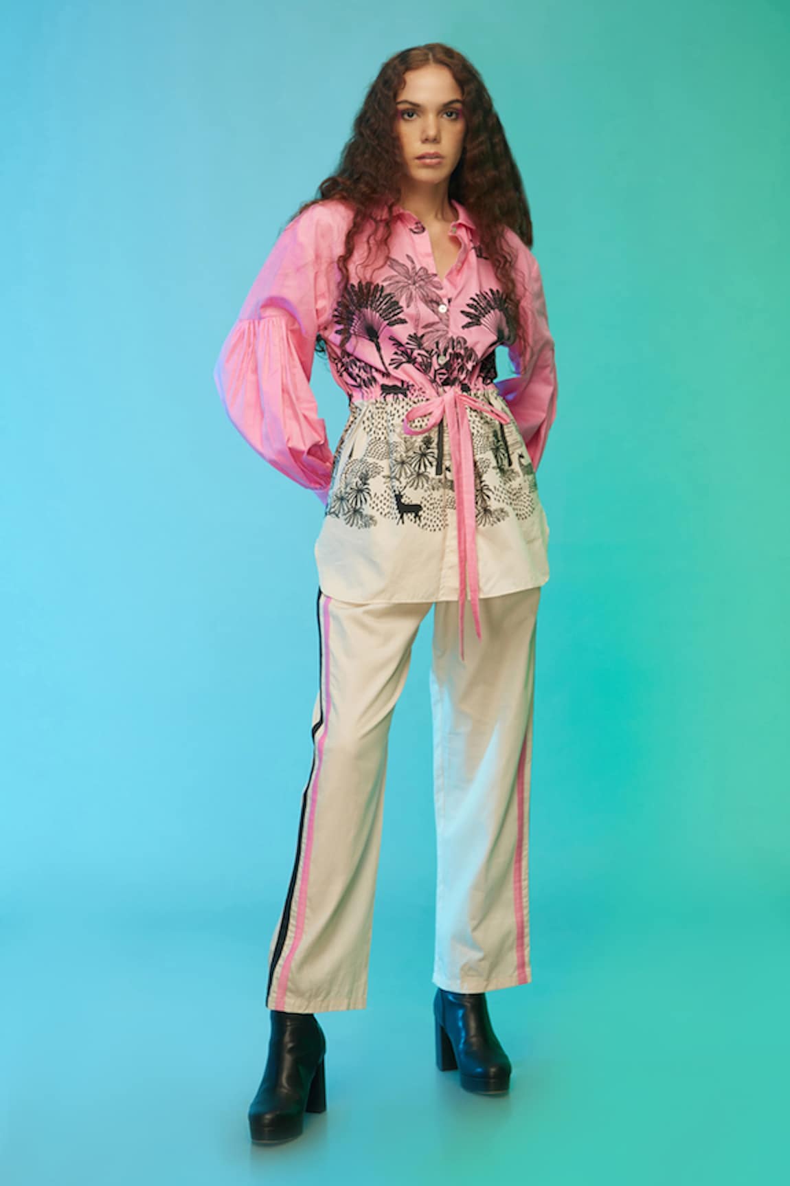 SO US by Sougatpaul Cotton Playful Floral Print Shirt & Pant Set