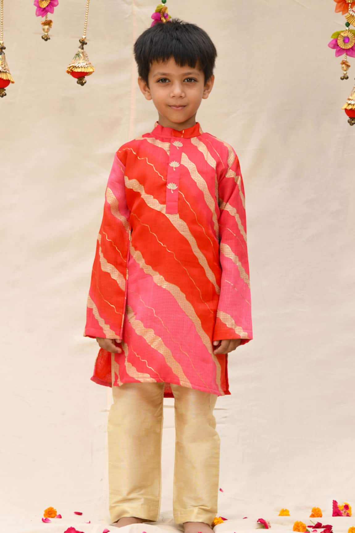 APRICOTKIDS Leheriya Pattern Ombre Kurta With Pant